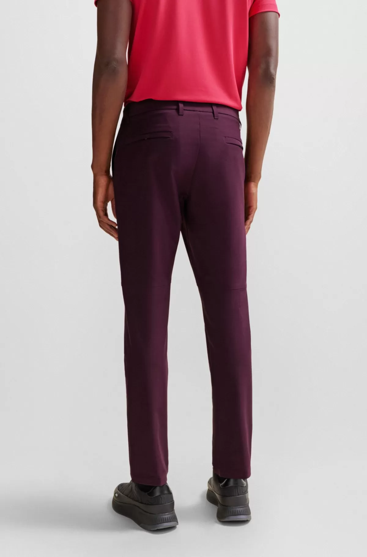 HUGO BOSS Slim Fit Chinos I Strygelet Stof Med Stræk I Fire Retninger Mørklilla Cheap