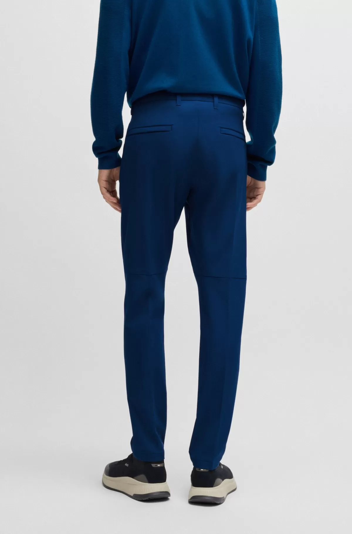 HUGO BOSS Slim Fit Chinos I Strygelet Stof Med Stræk I Fire Retninger Blå Store
