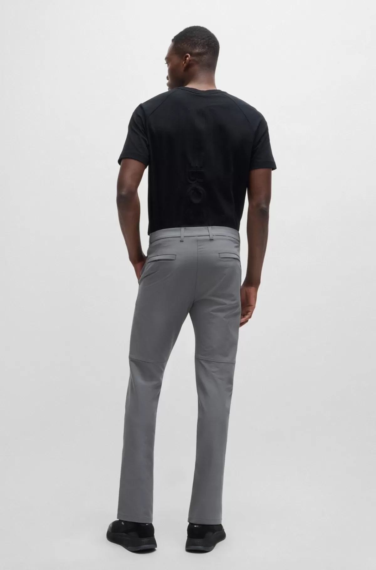 HUGO BOSS Slim Fit Chinos I Strygelet Stof Med Stræk I Fire Retninger Grå Outlet