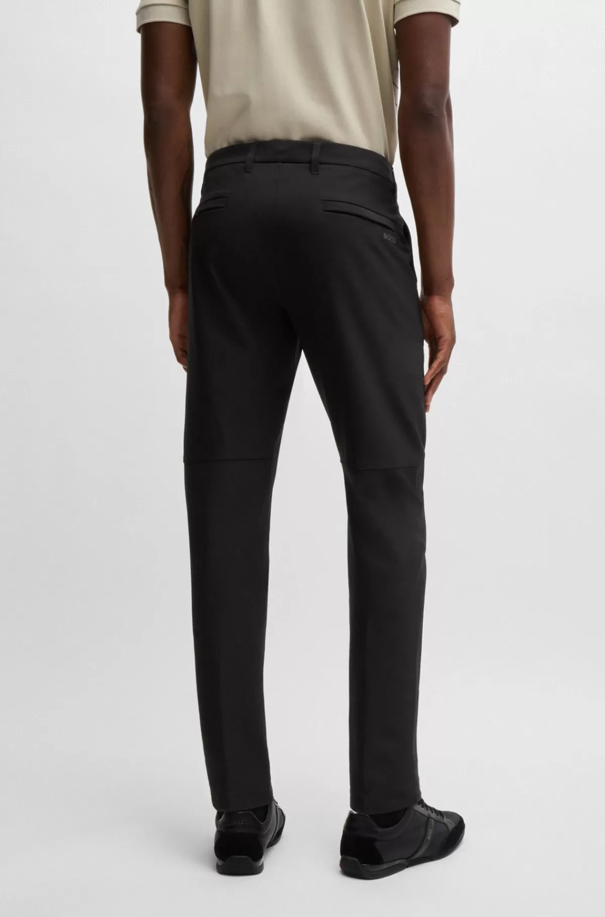 HUGO BOSS Slim Fit Chinos I Strygelet Stof Med Stræk I Fire Retninger Sort Best Sale