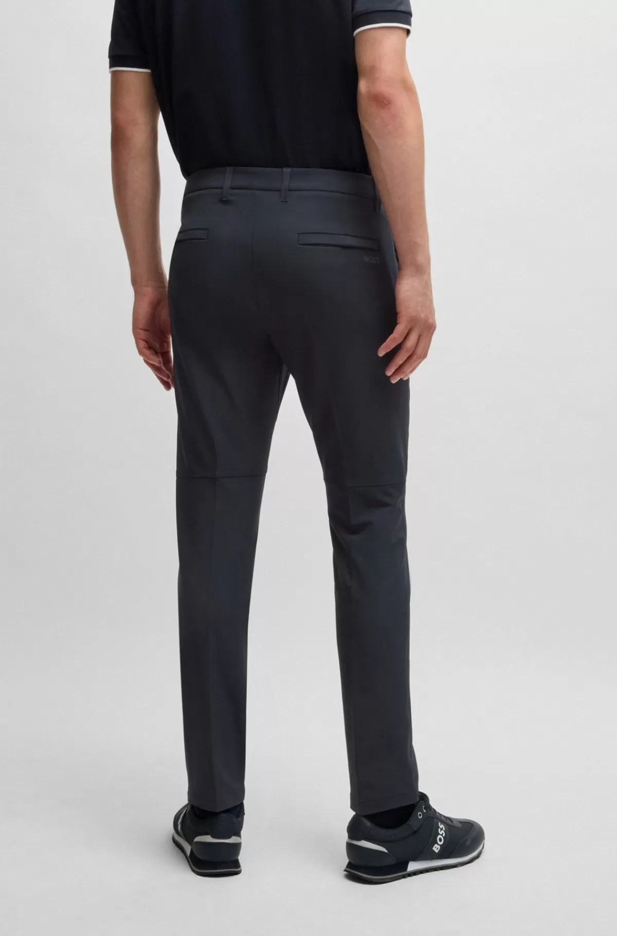 HUGO BOSS Slim Fit Chinos I Strygelet Stof Med Stræk I Fire Retninger Mørkeblå Outlet
