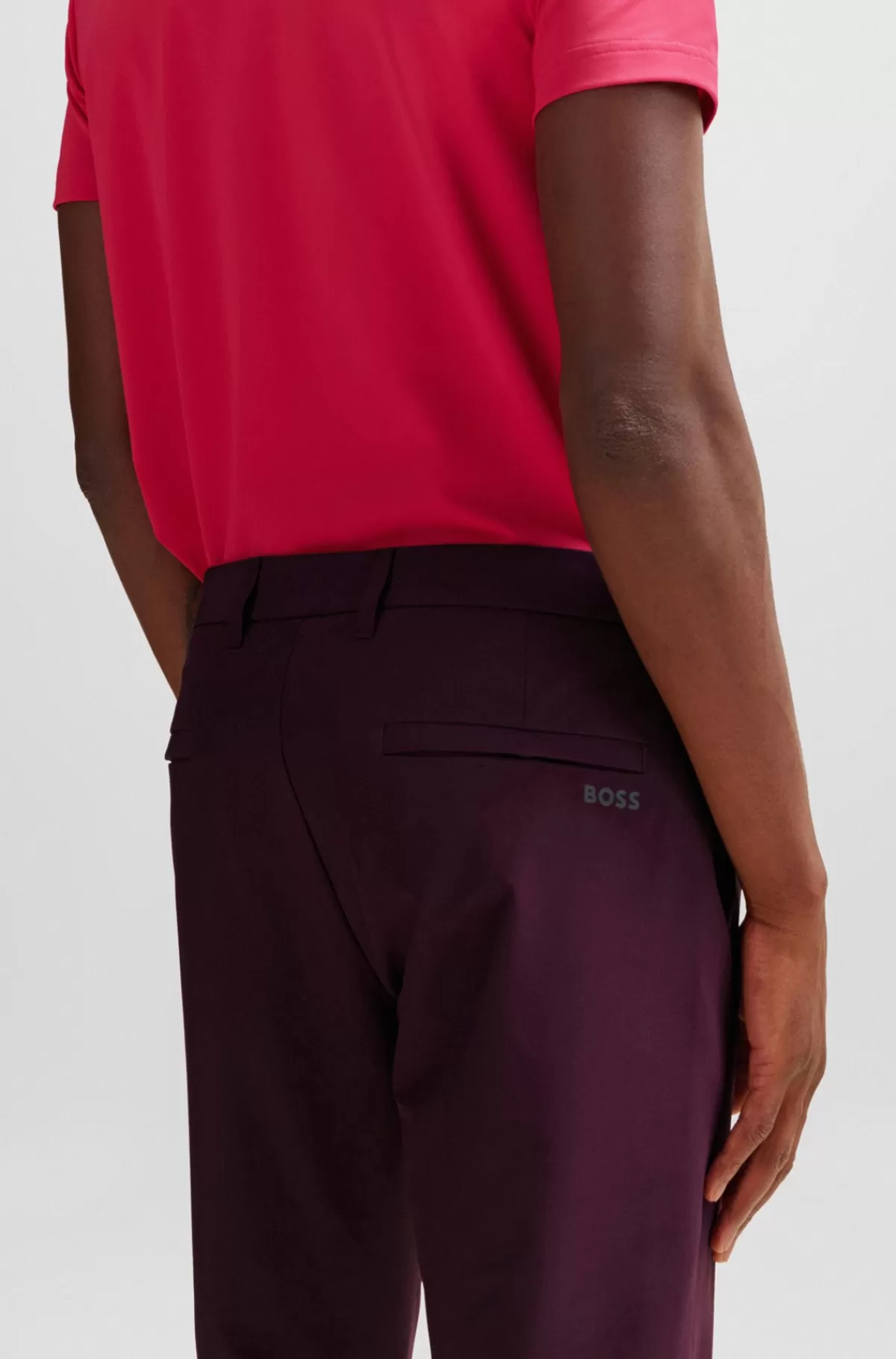 HUGO BOSS Slim Fit Chinos I Strygelet Stof Med Stræk I Fire Retninger Mørklilla Cheap