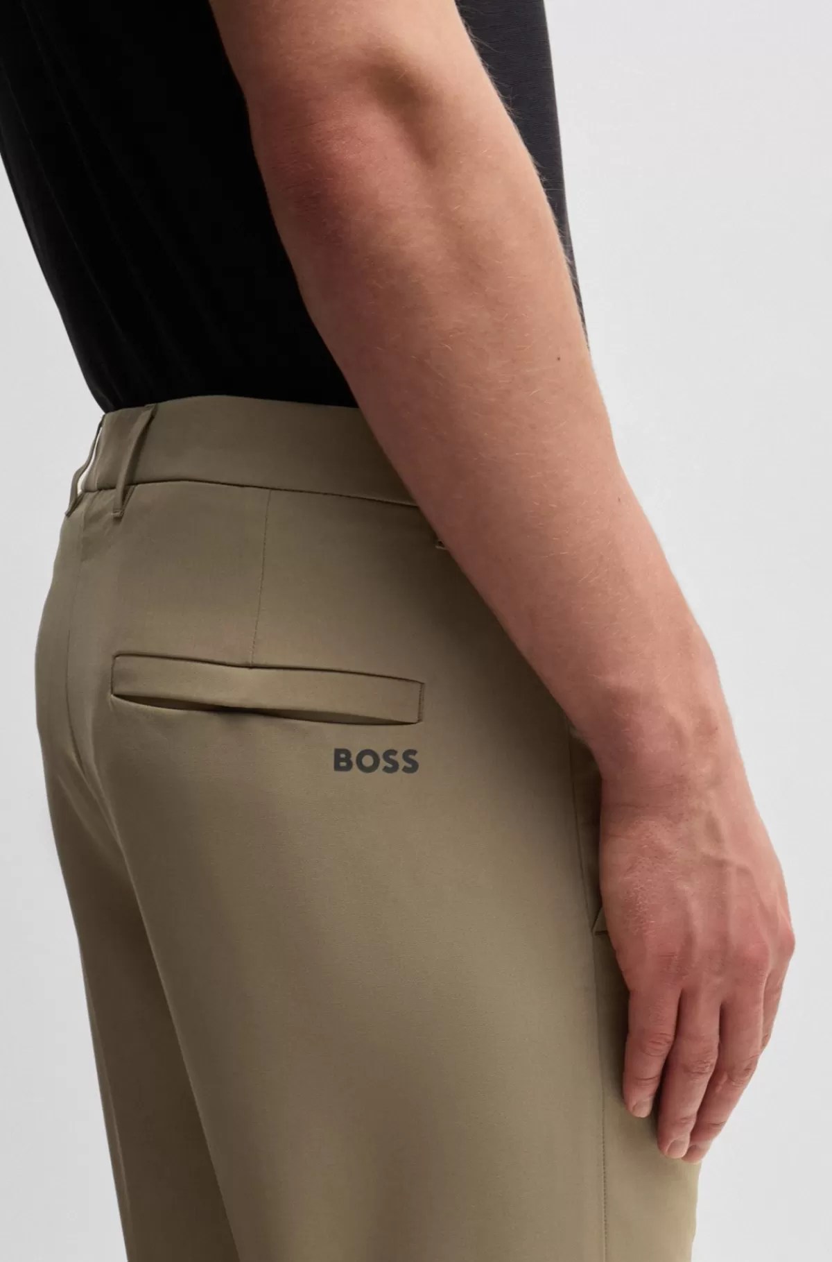 HUGO BOSS Slim Fit Chinos I Strygelet Stof Med Stræk I Fire Retninger Beige Flash Sale
