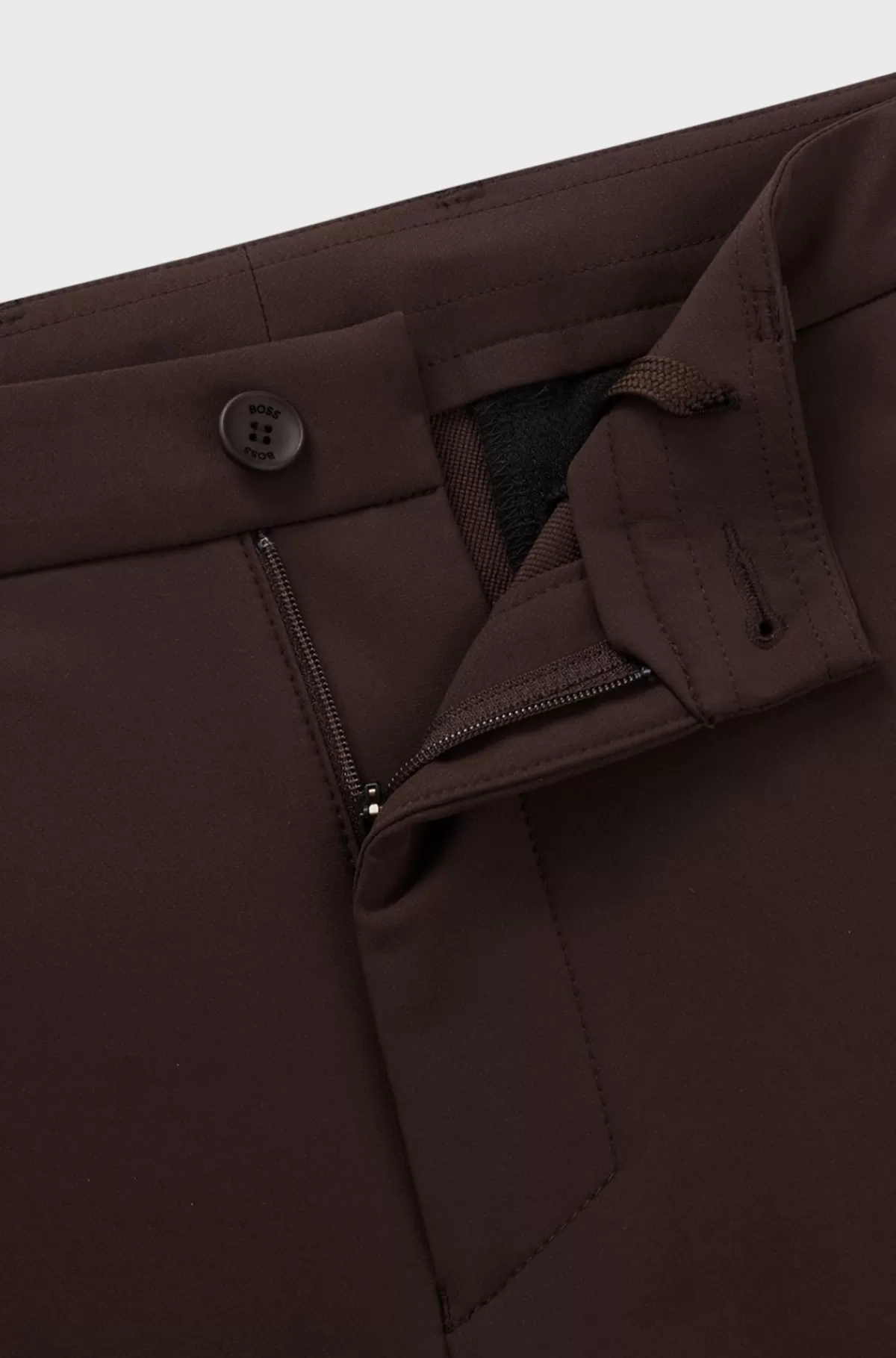 HUGO BOSS Slim Fit Chinos I Strygelet Stof Med Stræk I Fire Retninger Brun Fashion