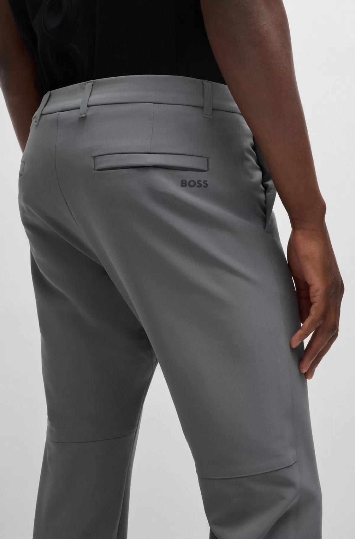 HUGO BOSS Slim Fit Chinos I Strygelet Stof Med Stræk I Fire Retninger Grå Outlet
