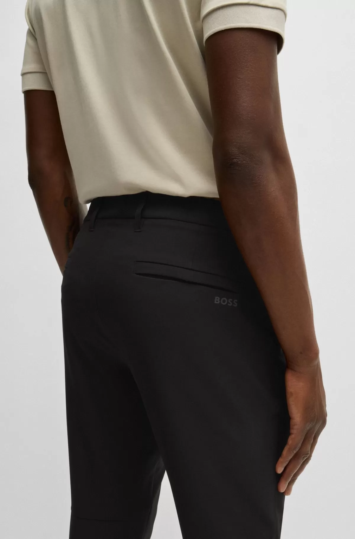 HUGO BOSS Slim Fit Chinos I Strygelet Stof Med Stræk I Fire Retninger Sort Best Sale