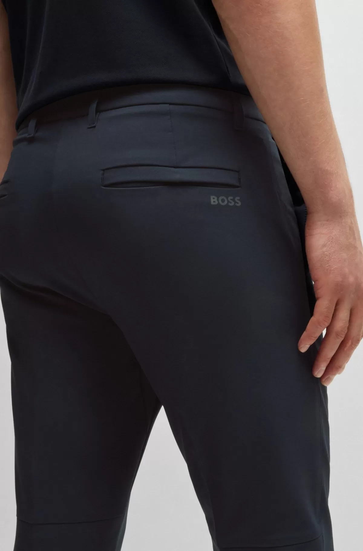 HUGO BOSS Slim Fit Chinos I Strygelet Stof Med Stræk I Fire Retninger Mørkeblå Outlet