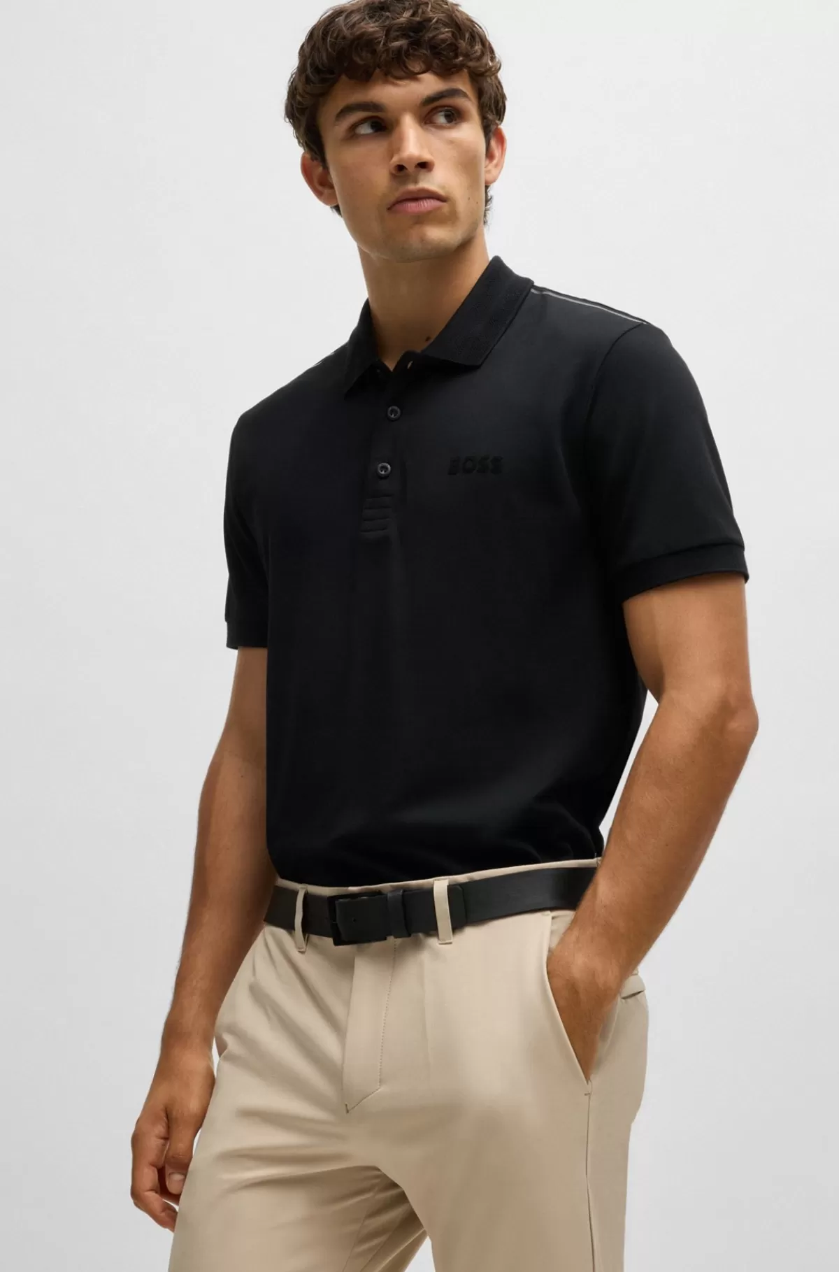 HUGO BOSS Slim Fit Chinos I Strygelet Stof Med Stræk I Fire Retninger Lys beige Best Sale