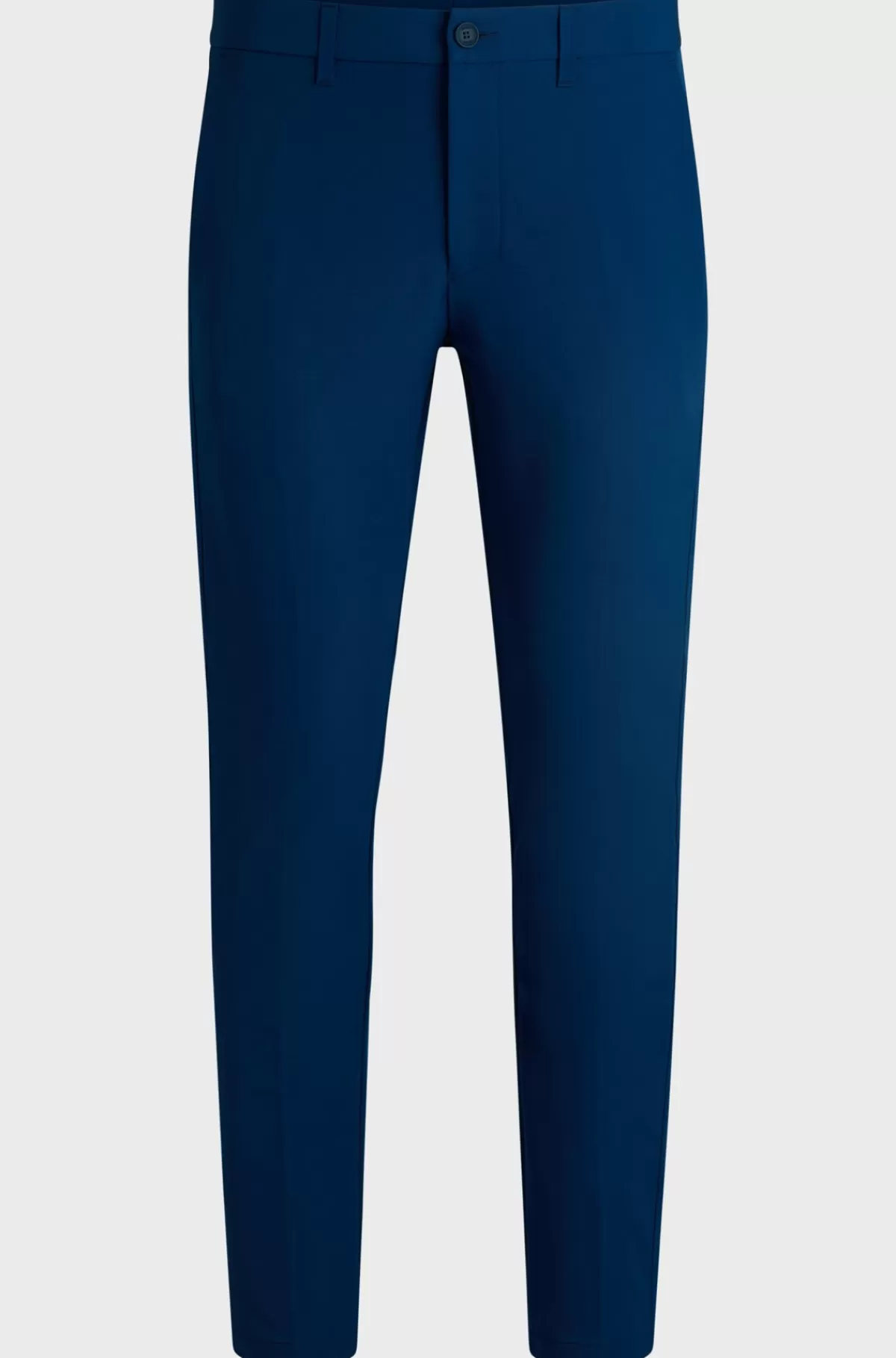 HUGO BOSS Slim Fit Chinos I Strygelet Stof Med Stræk I Fire Retninger Blå Store