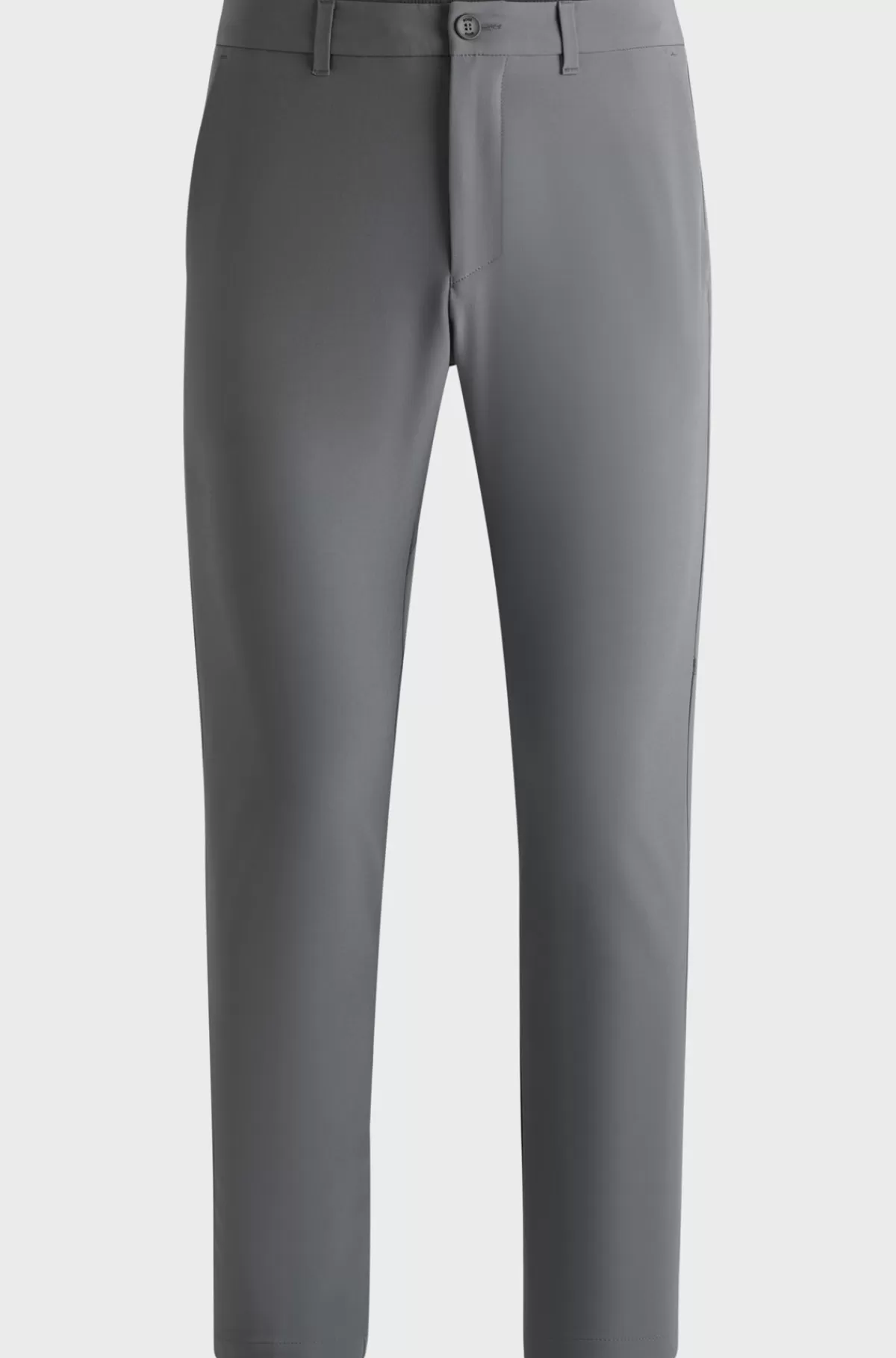 HUGO BOSS Slim Fit Chinos I Strygelet Stof Med Stræk I Fire Retninger Grå Outlet