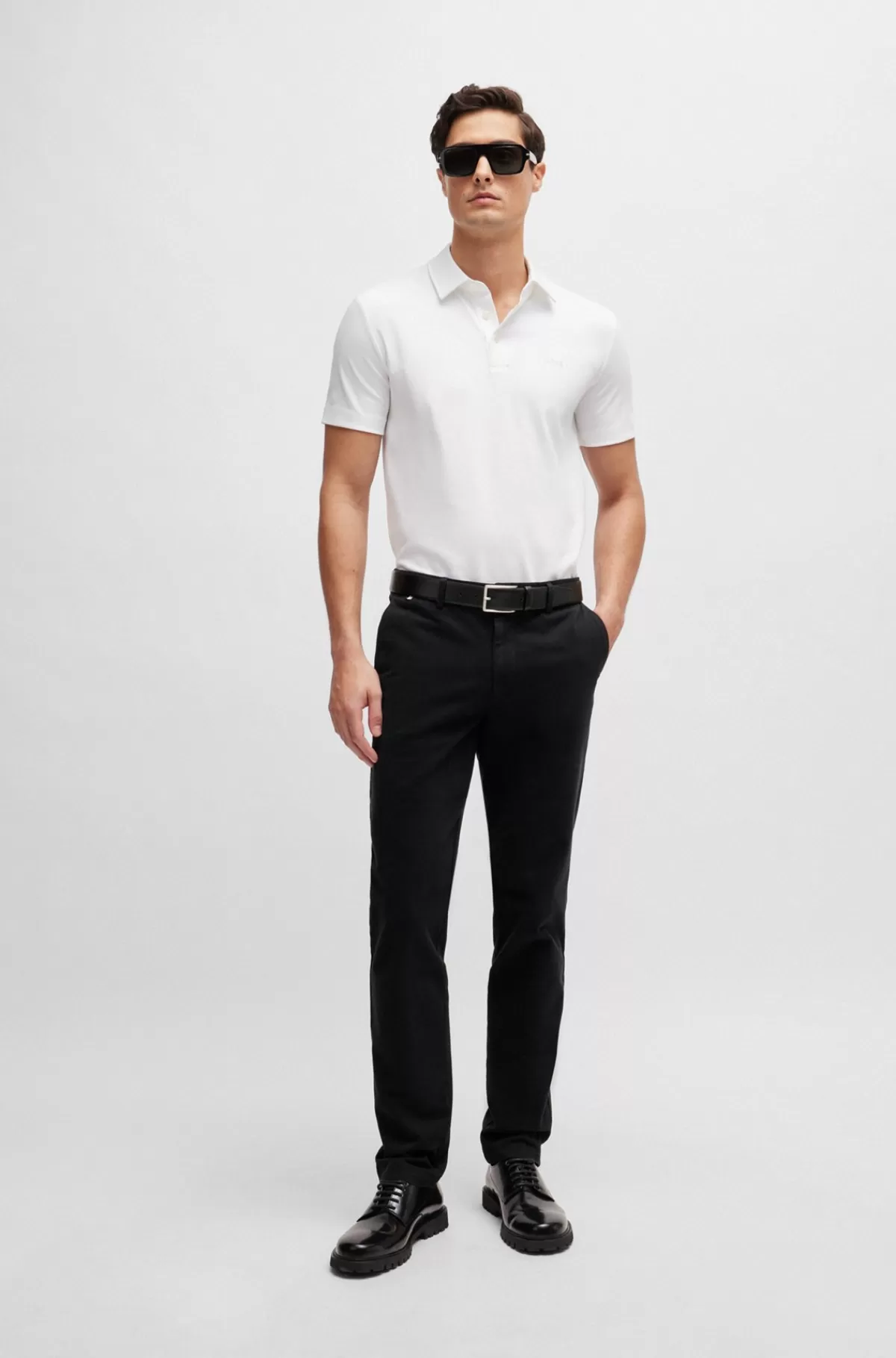 HUGO BOSS Slim Fit Chinos Med I Bomuldsgabardine Med Stræk Sort New