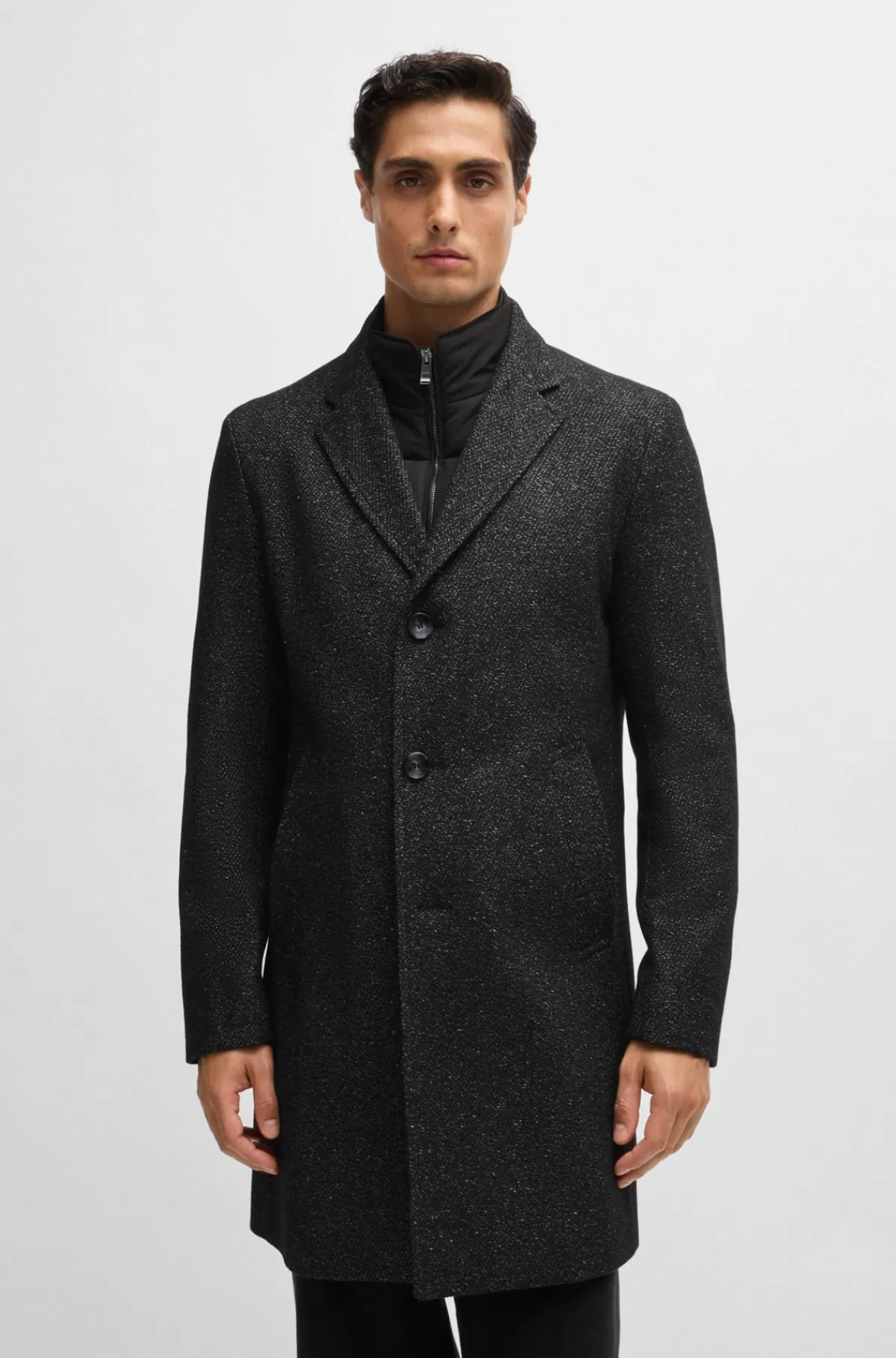 HUGO BOSS Slim Fit Frakke Med Aftagelig Indvendig Del Med Lynlås Sort Shop