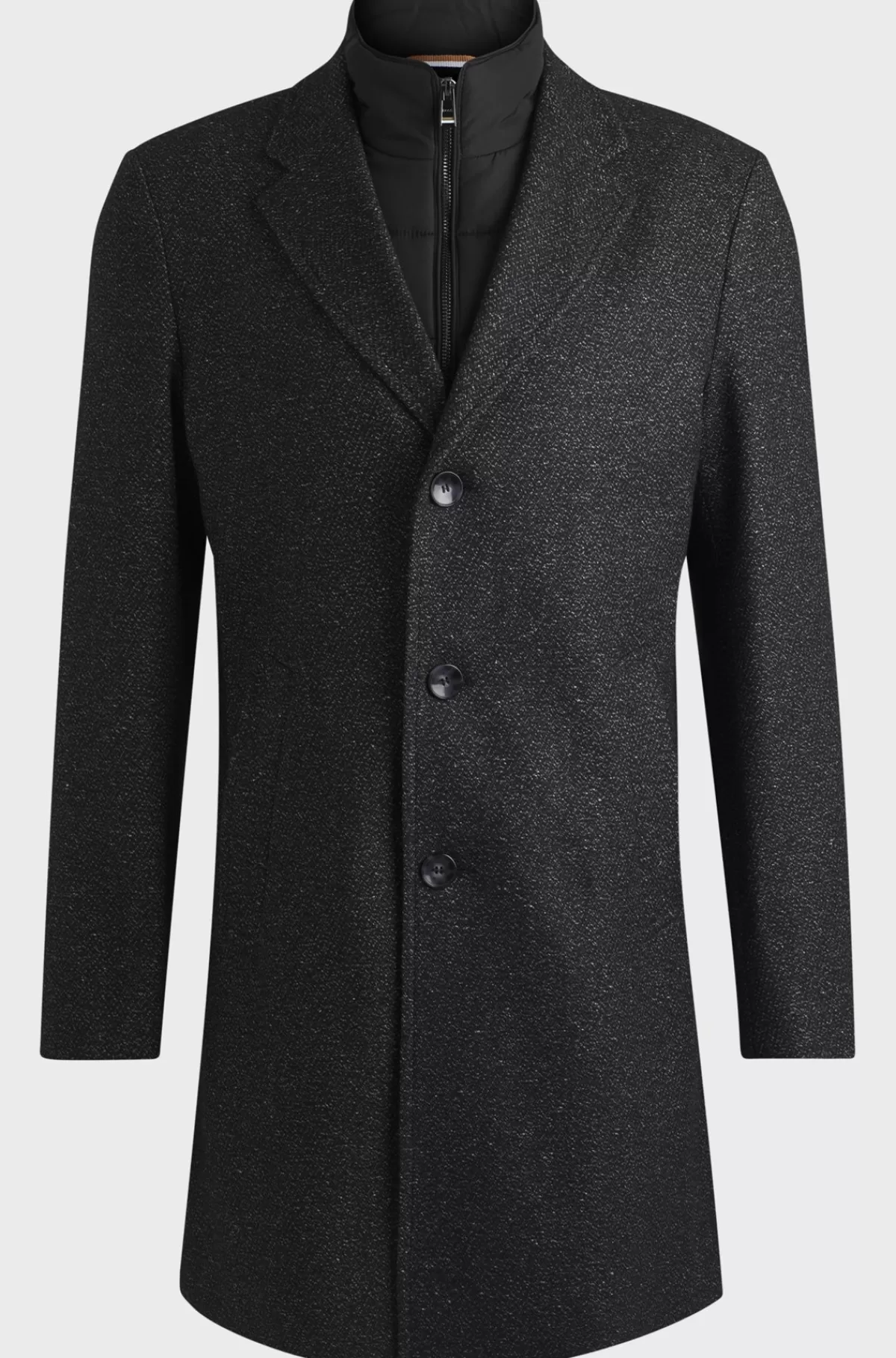 HUGO BOSS Slim Fit Frakke Med Aftagelig Indvendig Del Med Lynlås Sort Shop