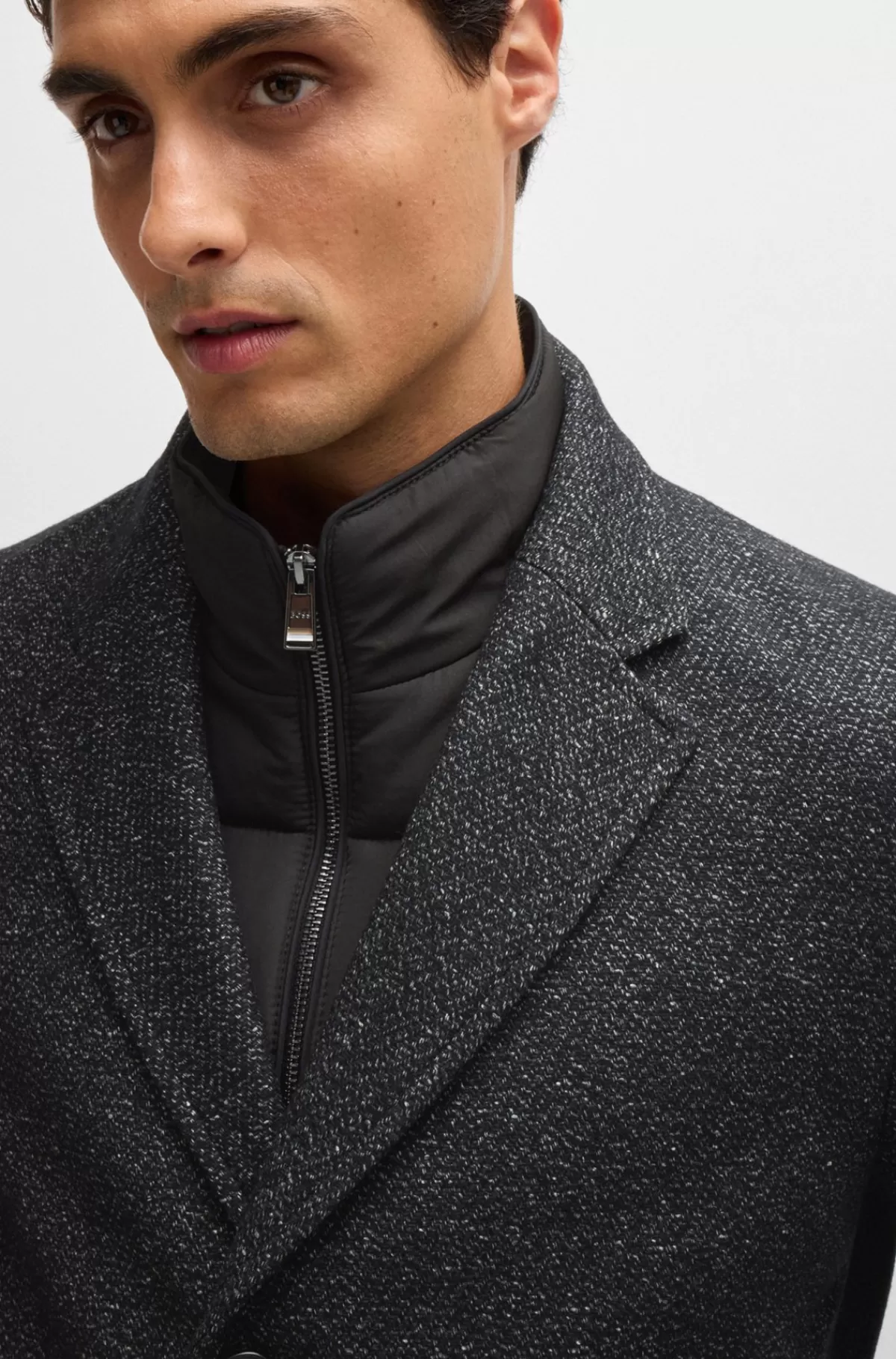 HUGO BOSS Slim Fit Frakke Med Aftagelig Indvendig Del Med Lynlås Sort Shop