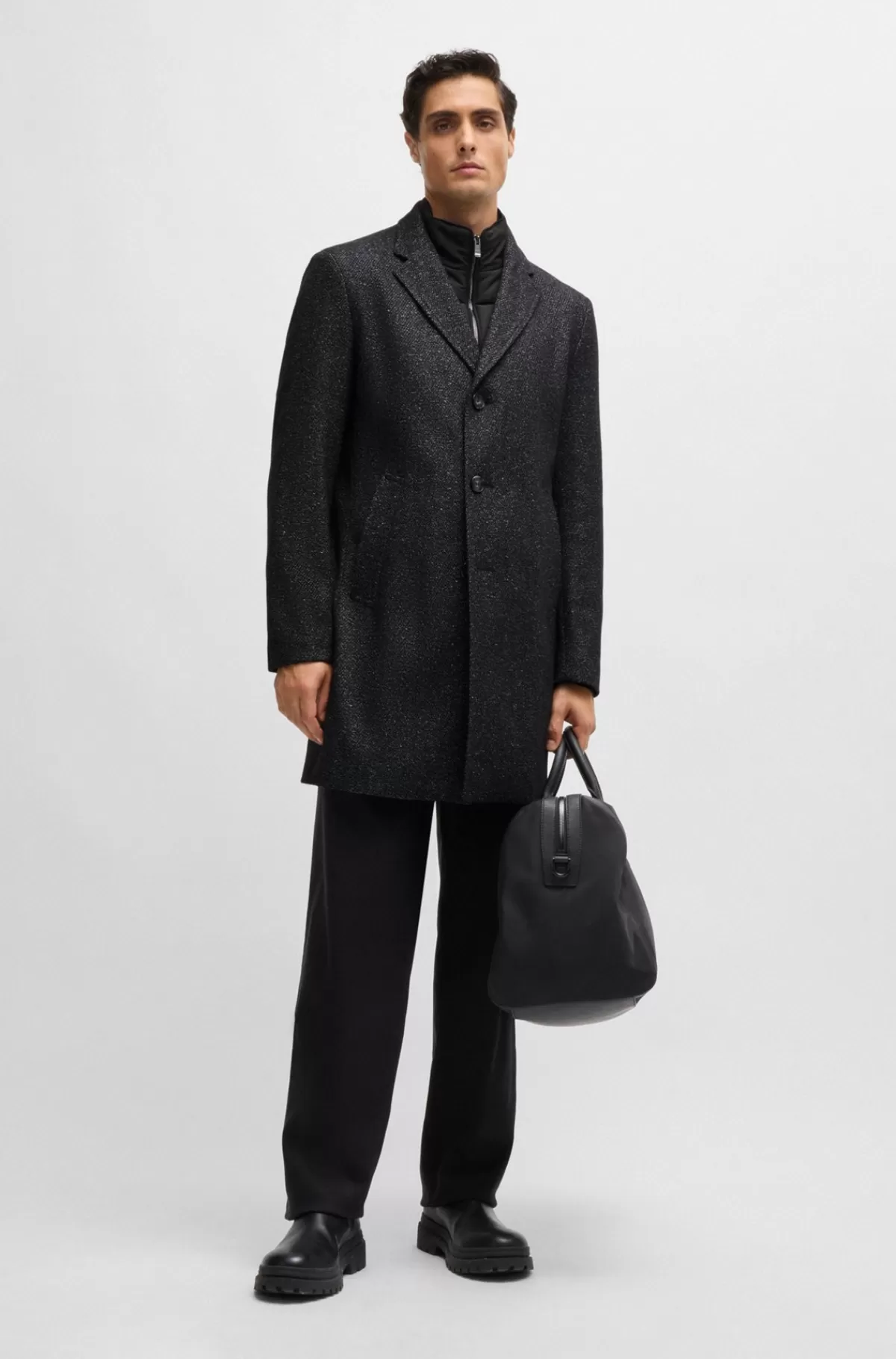 HUGO BOSS Slim Fit Frakke Med Aftagelig Indvendig Del Med Lynlås Sort Shop