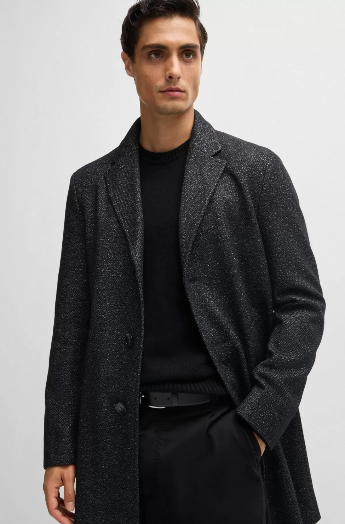 HUGO BOSS Slim Fit Frakke Med Aftagelig Indvendig Del Med Lynlås Sort Shop