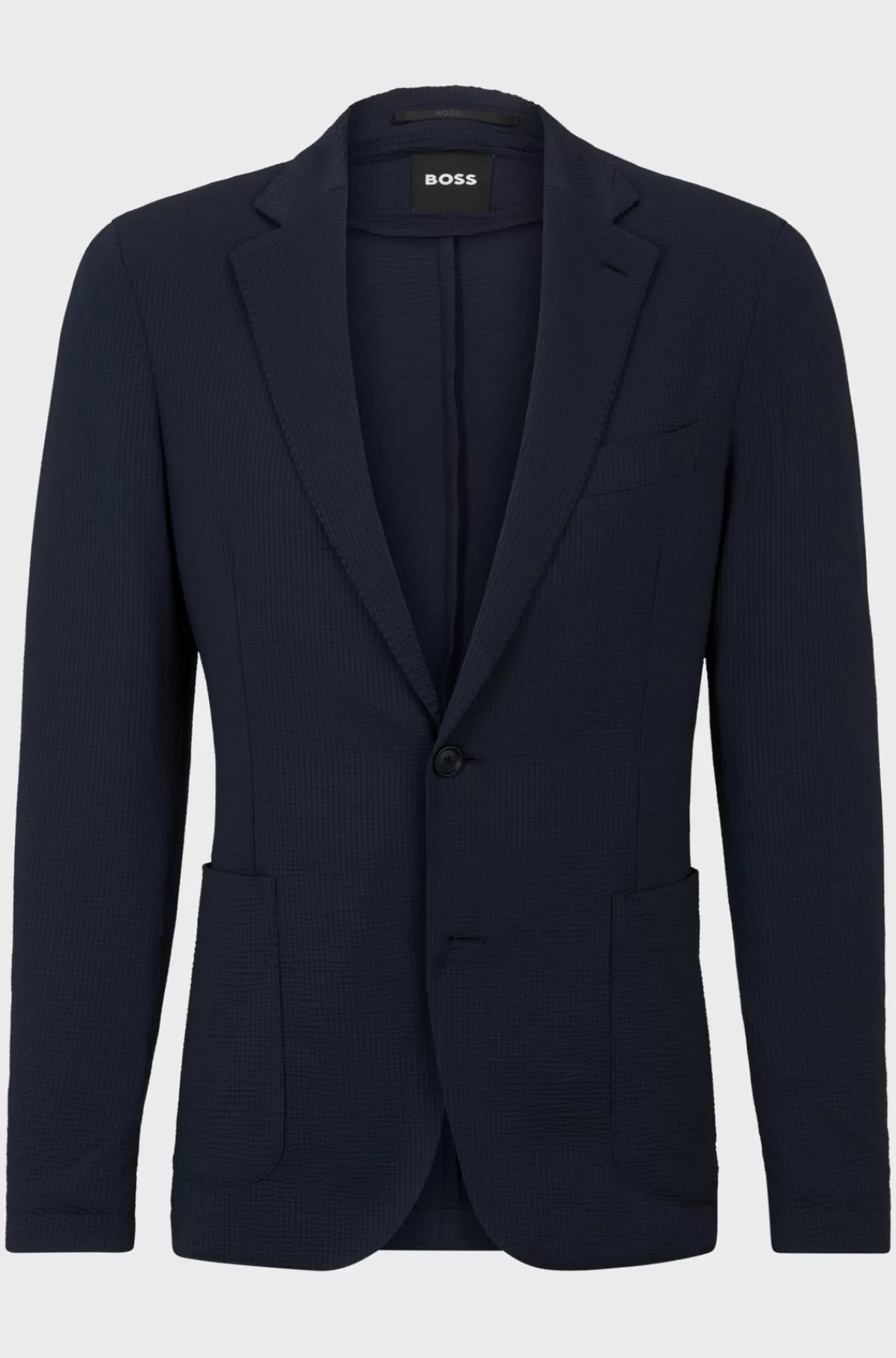 HUGO BOSS Slim Fit Jakke I Bæk Og Bølge Med Performance-stræk Mørkeblå Best