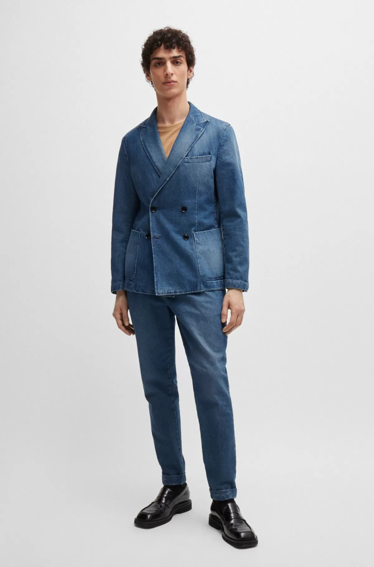 HUGO BOSS Slim Fit Jakke I Blå Bomuldsdenim Lyseblå Flash Sale