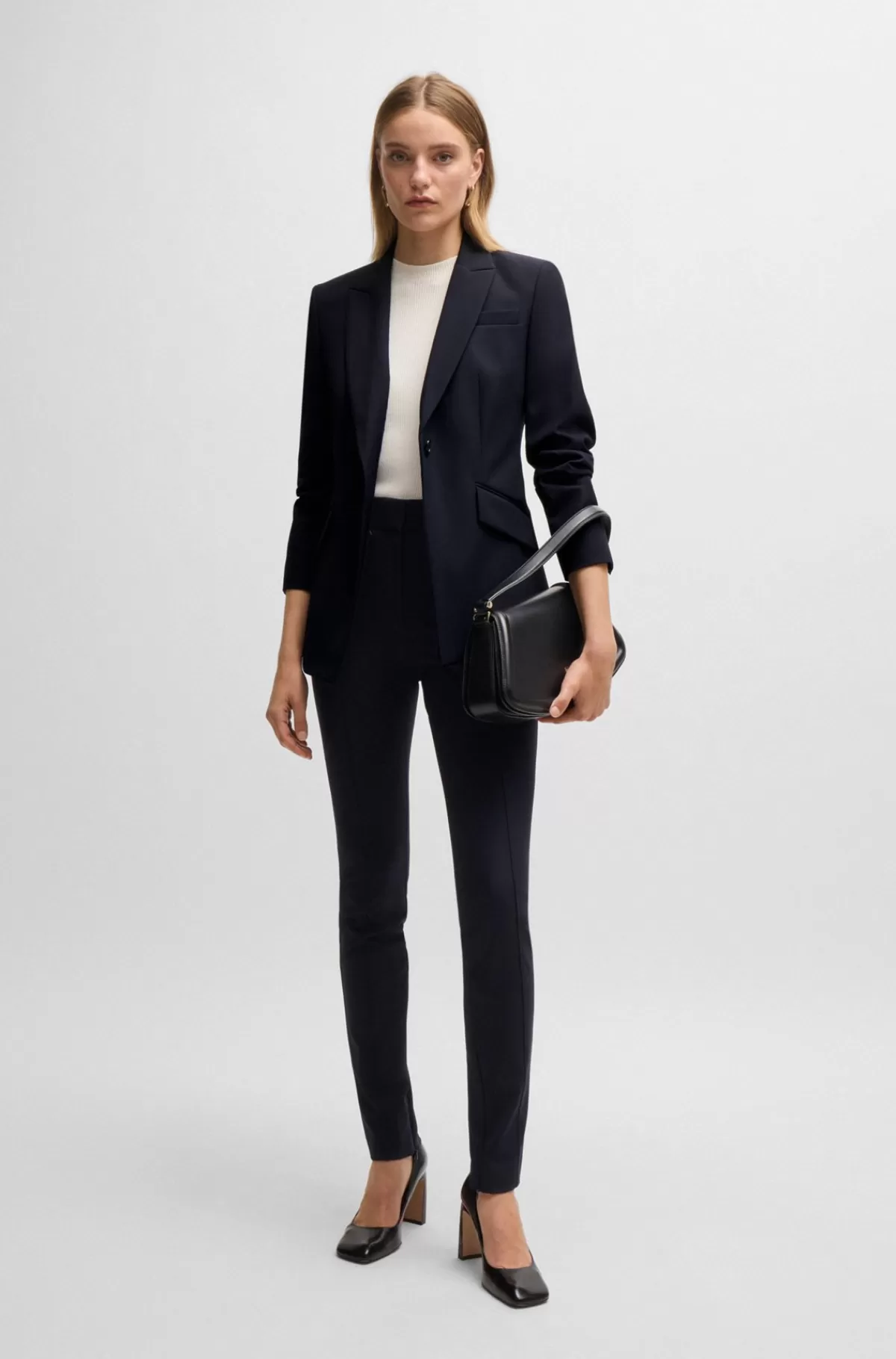 HUGO BOSS Slim Fit Jakke I Hurtigtørrende Stof Med Stræk Mørkeblå Best