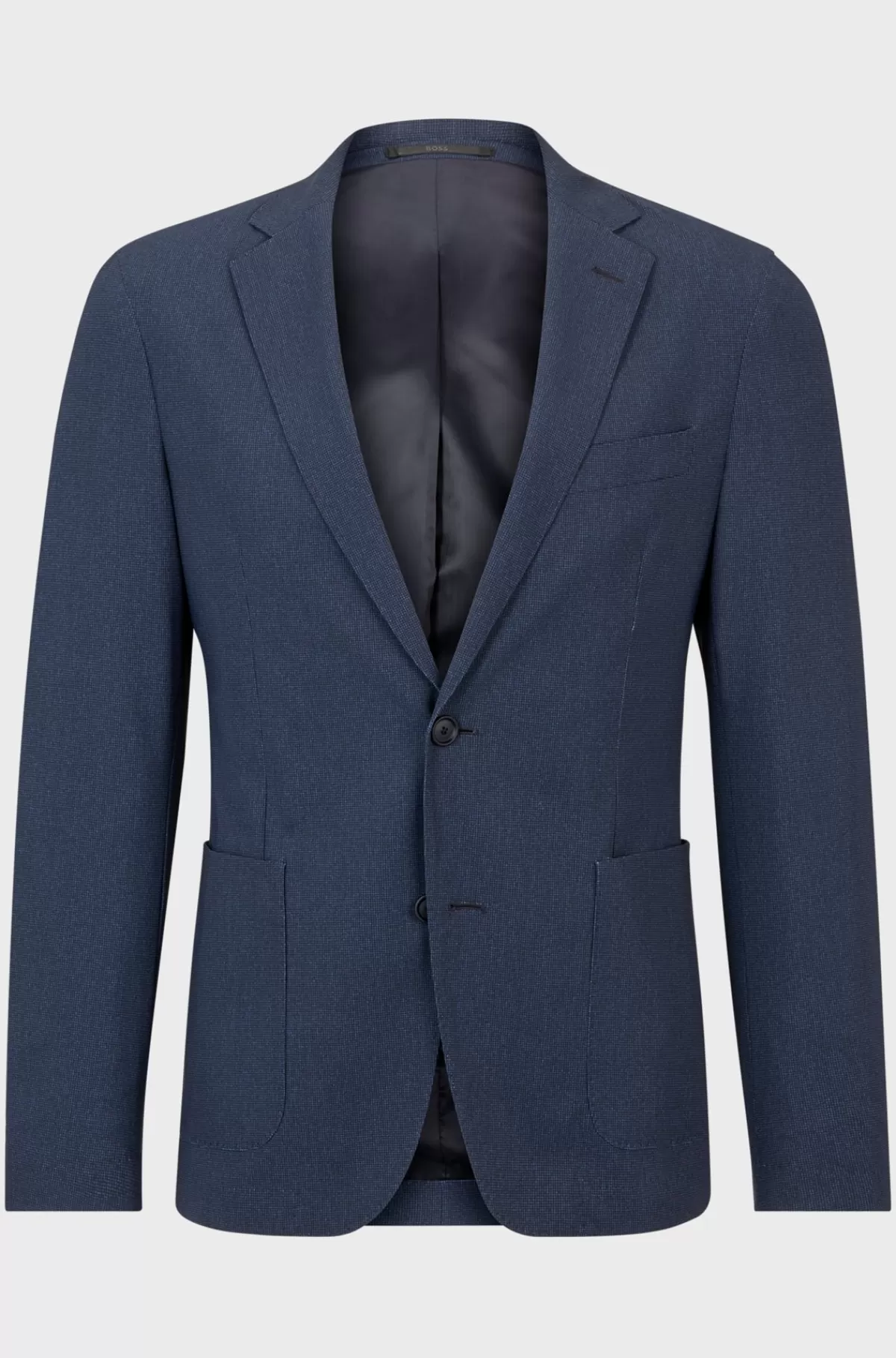 HUGO BOSS Slim Fit Jakke I Jersey Med Performance-stræk Og Mikromønster Mørkeblå Discount