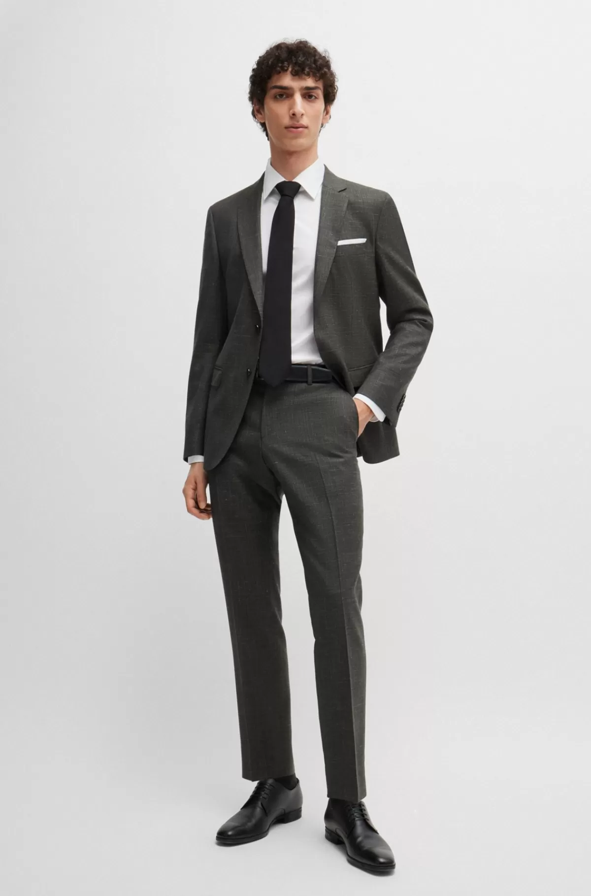HUGO BOSS Slim Fit Jakke I Ny Uld Og Hør Lysegrøn Hot