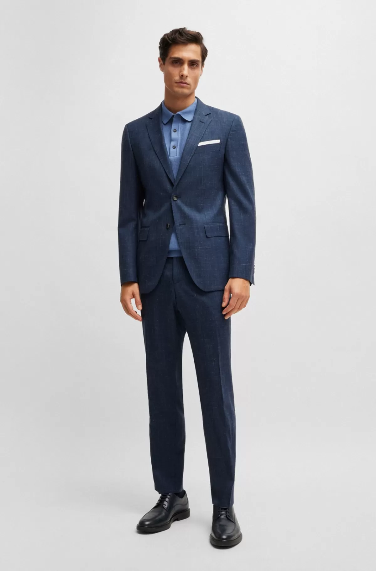 HUGO BOSS Slim Fit Jakke I Ny Uld Og Hør Mørkeblå Cheap