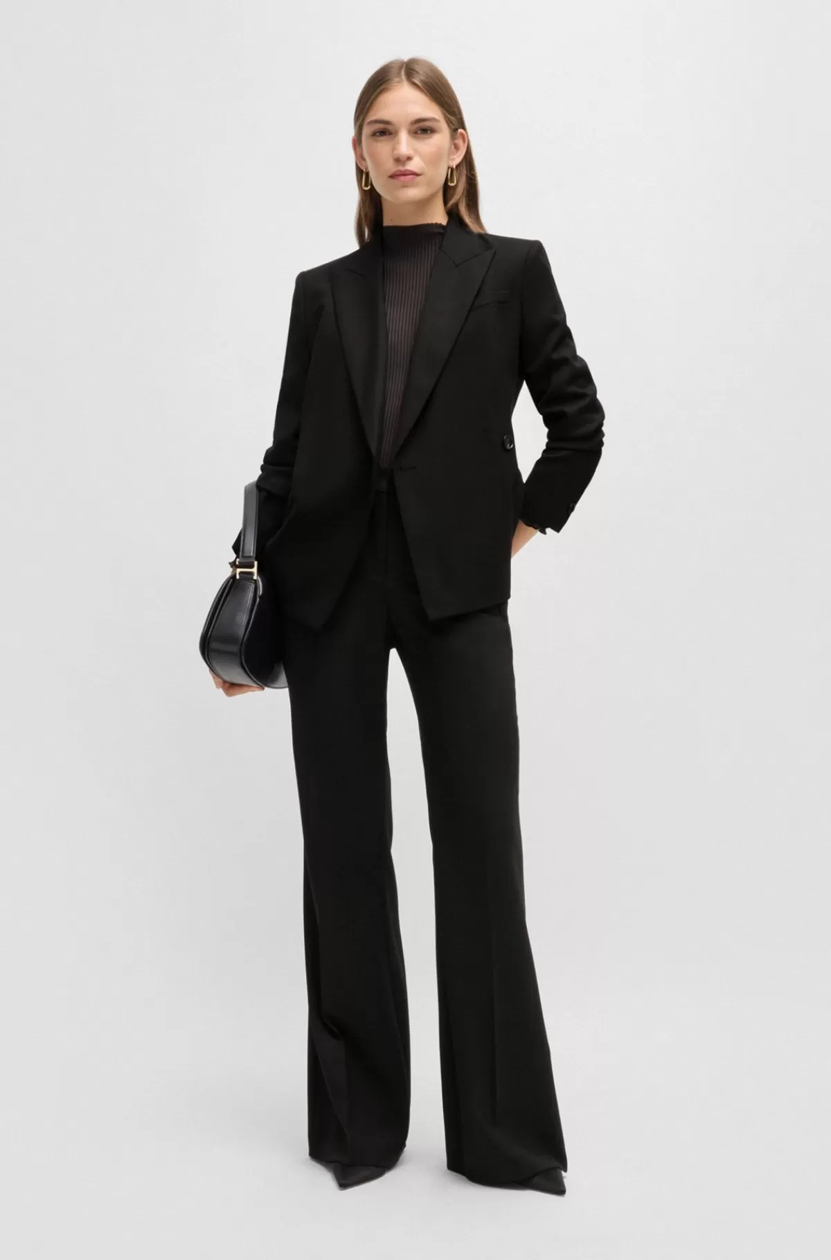 HUGO BOSS Slim Fit Jakke I Twillvævet Uldblanding Sort Discount