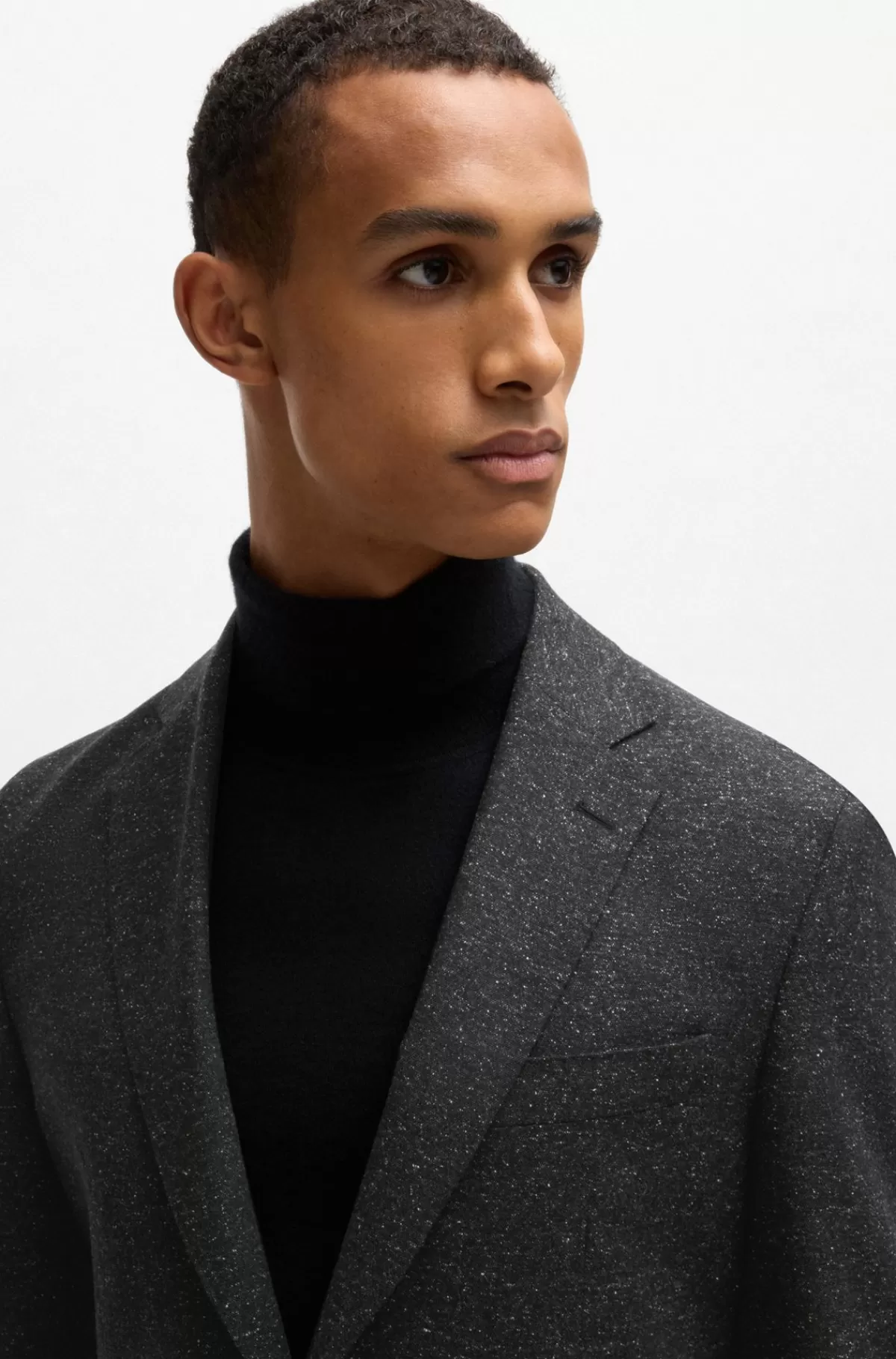 HUGO BOSS Slim Fit Jakkesæt I Mikroternet Uldblanding Sort Discount