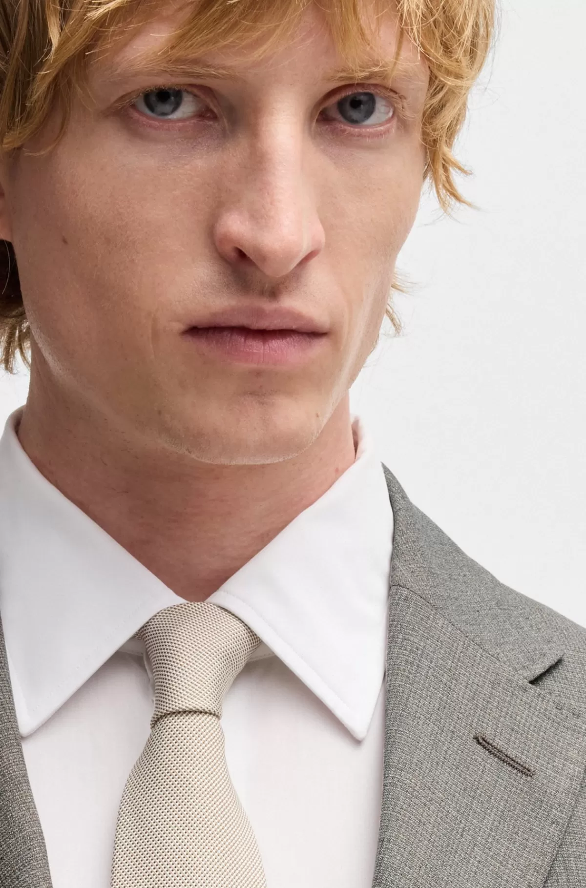 HUGO BOSS Slim Fit Jakkesæt I Oversnoet Ny Uld Grå Discount