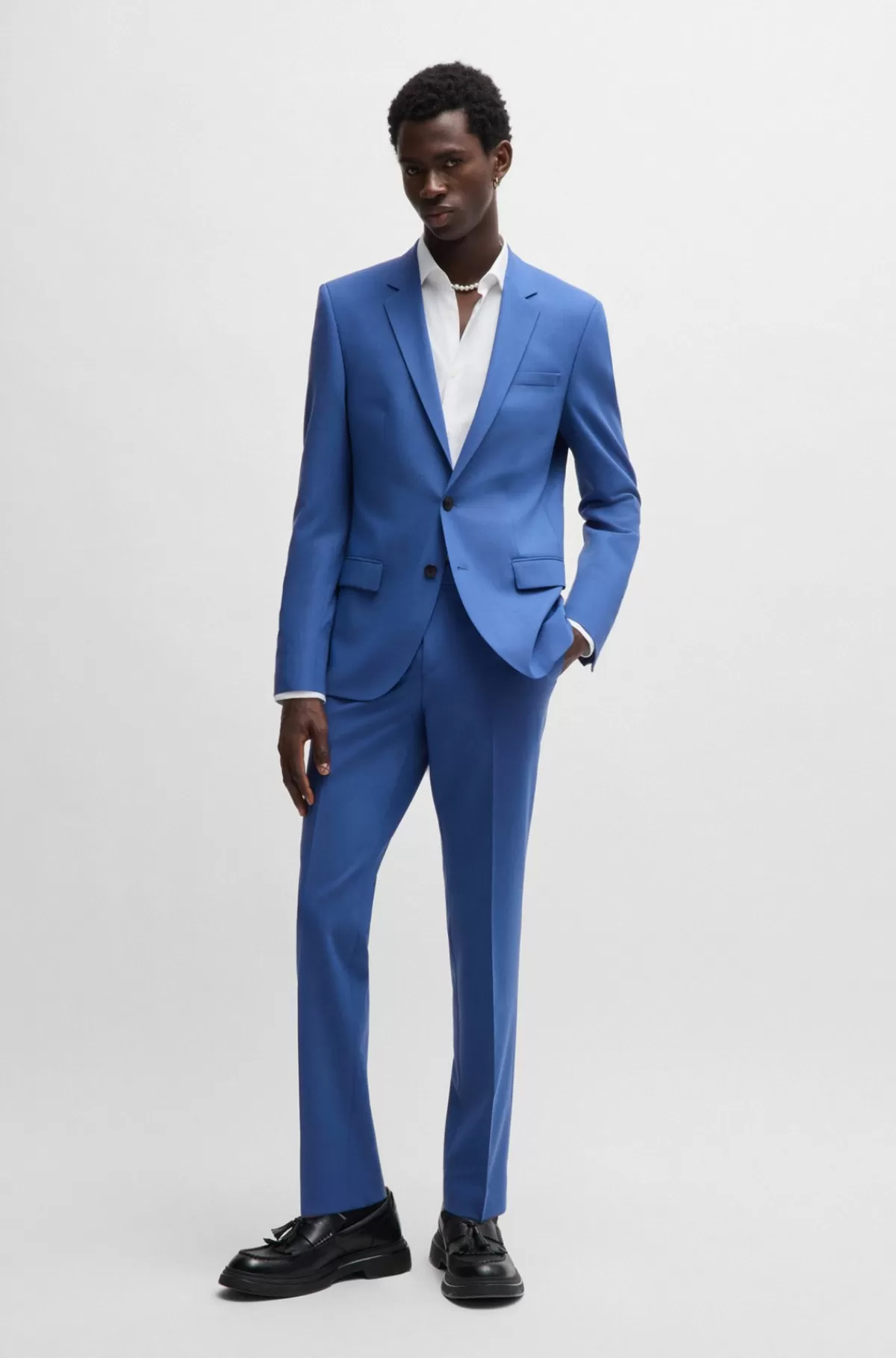 HUGO BOSS Slim Fit Jakkesæt I Performance-stof Med Stræk Blå Store