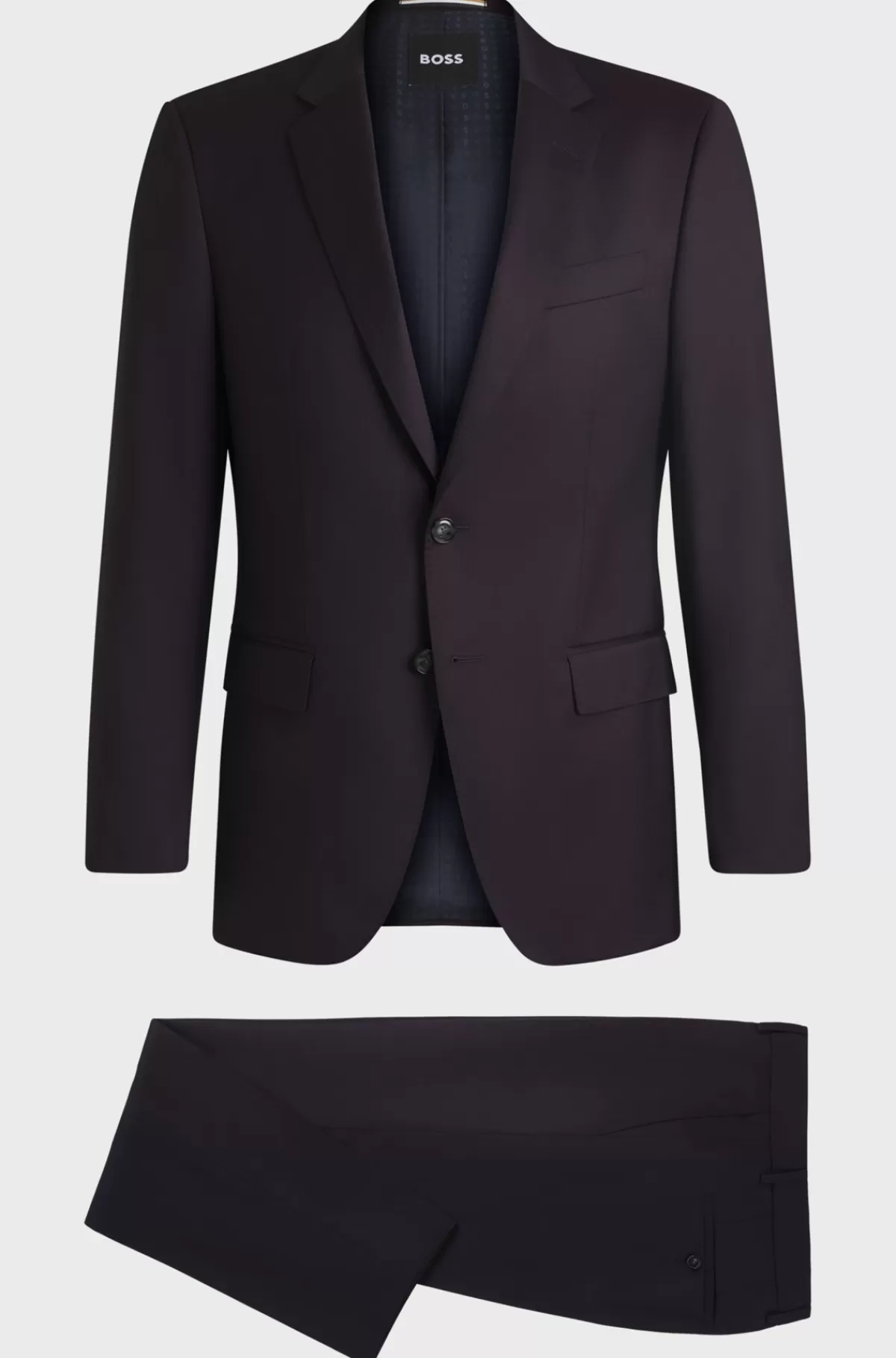 HUGO BOSS Slim Fit Jakkesæt I Sergevævet Performancemateriale Af Ny Uld Mørklilla Hot