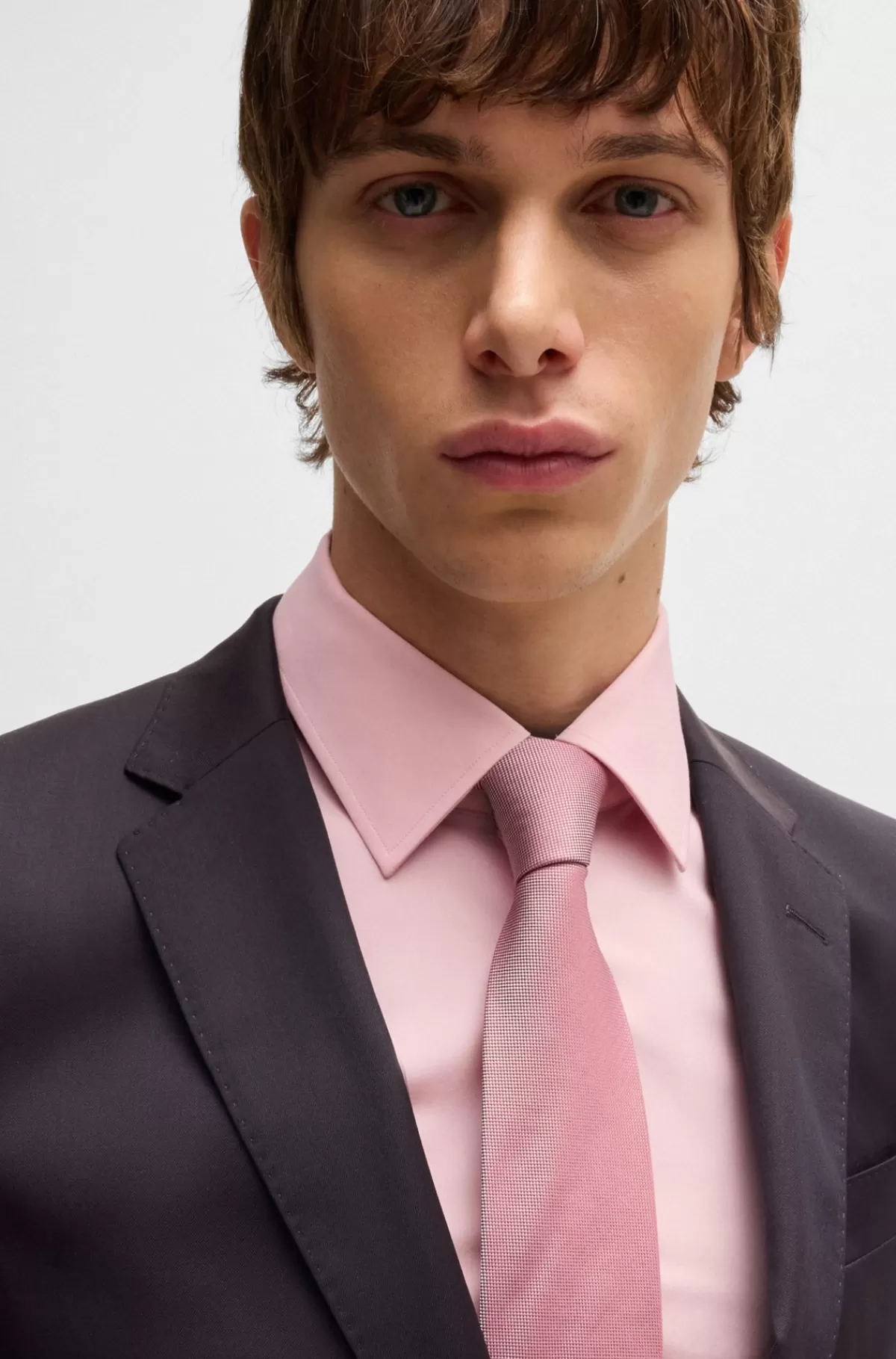 HUGO BOSS Slim Fit Jakkesæt I Sergevævet Performancemateriale Af Ny Uld Mørklilla Hot
