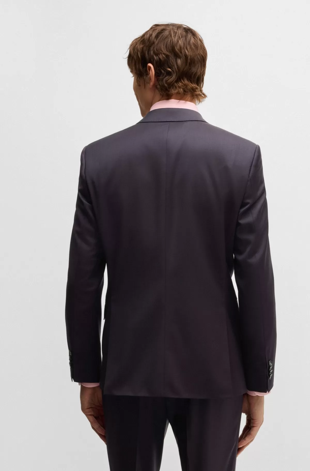 HUGO BOSS Slim Fit Jakkesæt I Sergevævet Performancemateriale Af Ny Uld Mørklilla Hot
