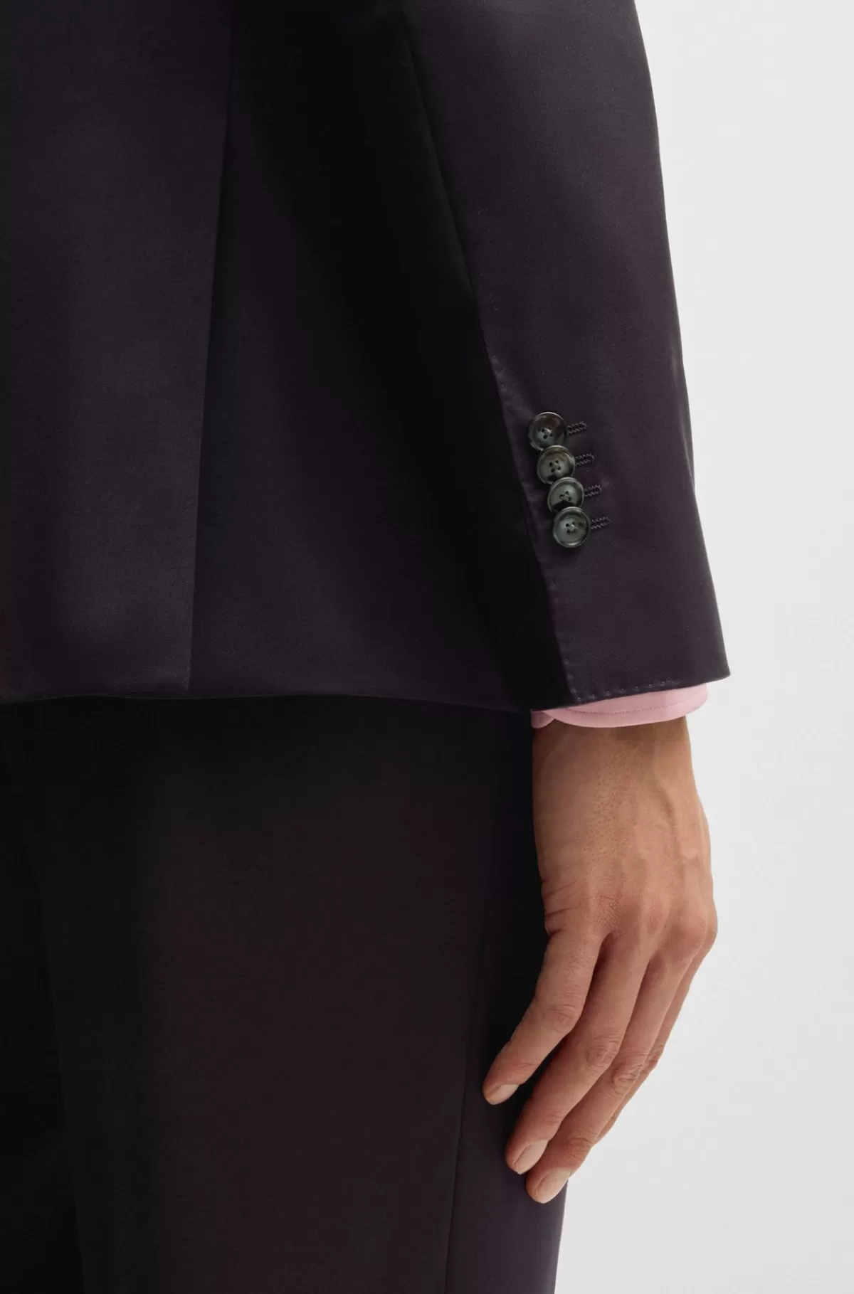 HUGO BOSS Slim Fit Jakkesæt I Sergevævet Performancemateriale Af Ny Uld Mørklilla Hot