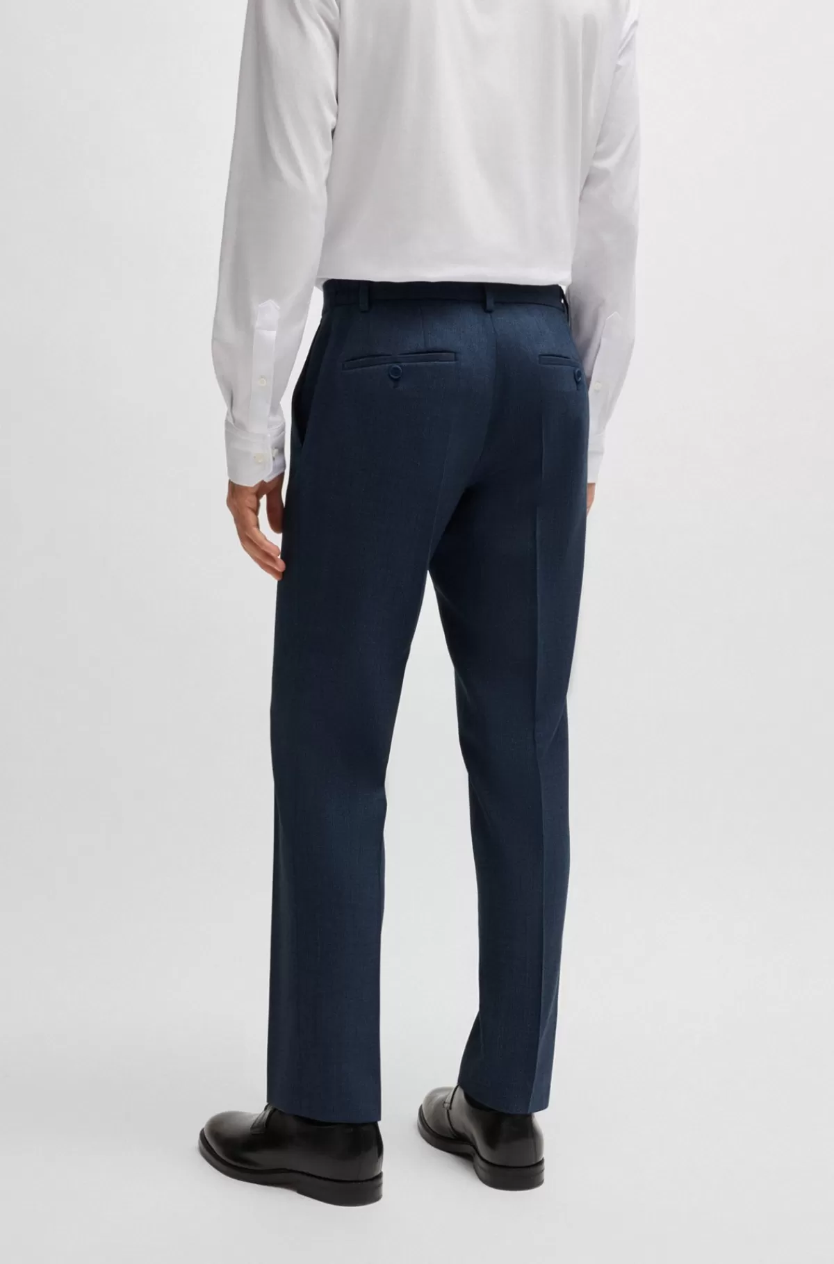 HUGO BOSS Slim Fit Jakkesæt I Uld Med Mikromønster Og Performance-stræk Blå Outlet