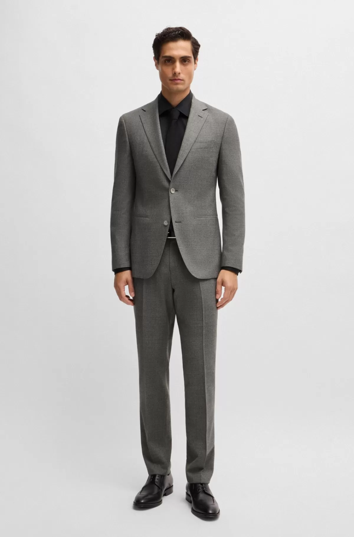 HUGO BOSS Slim Fit Jakkesæt I Uld Med Stræk Og Mikromønster Lys beige Best