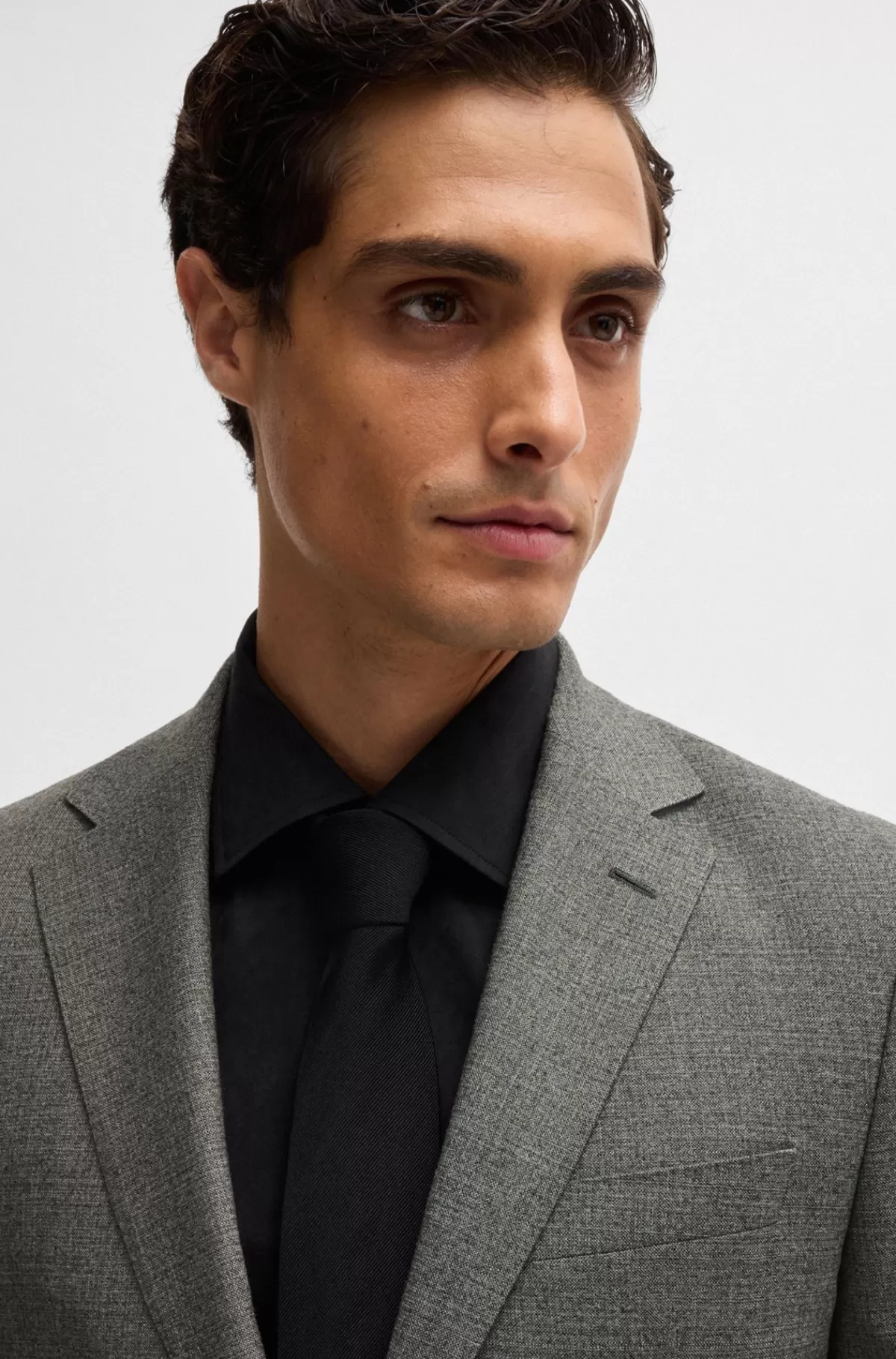 HUGO BOSS Slim Fit Jakkesæt I Uld Med Stræk Og Mikromønster Lys beige Best