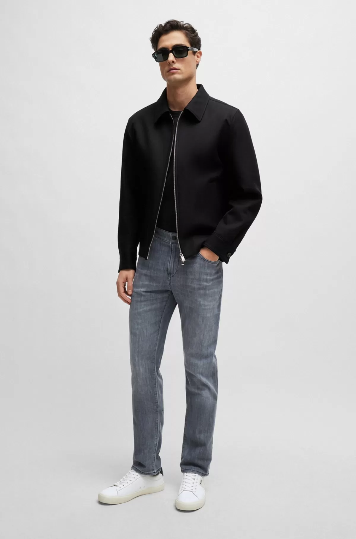 HUGO BOSS Slim Fit Jeans I Blå Behagelig Denim Med Stræk Grå Shop