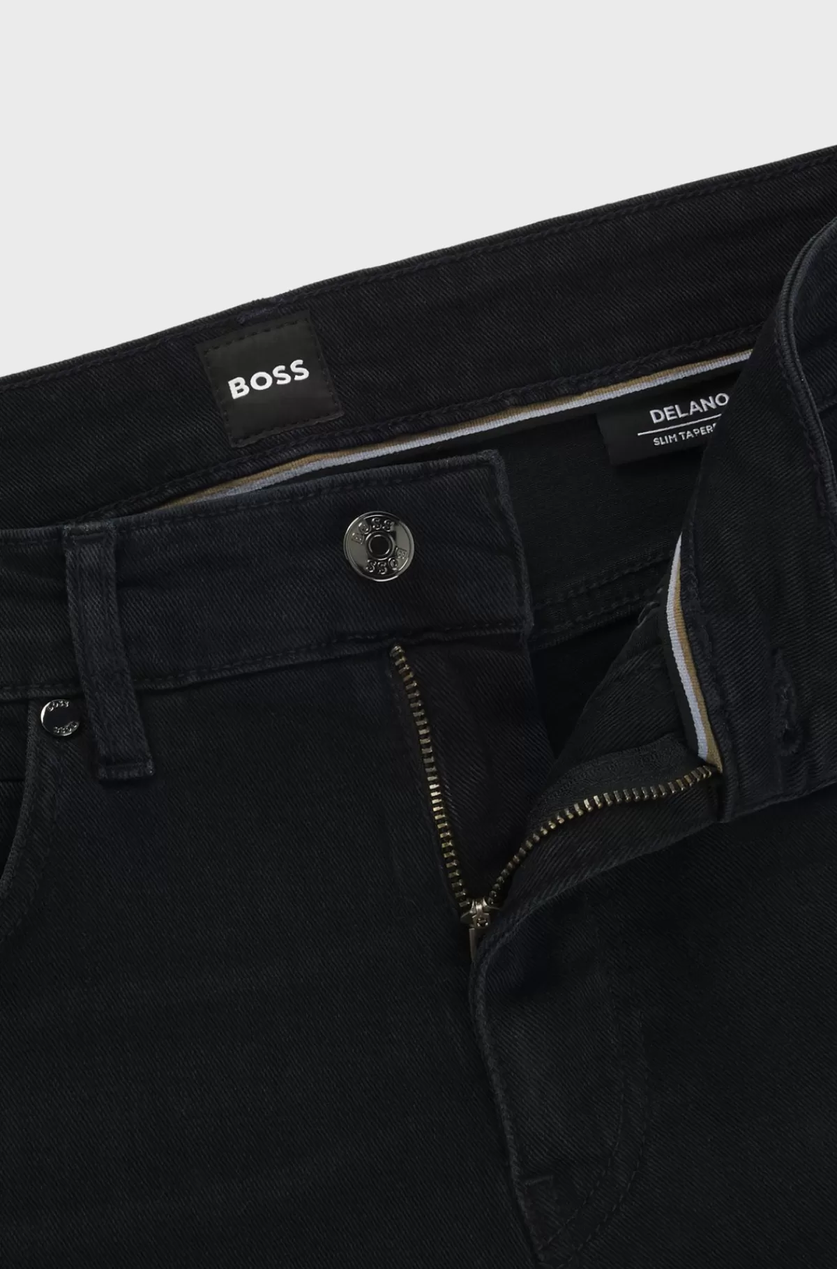 HUGO BOSS Slim Fit Jeans I Blå Denim Med Behageligt Stræk Sort Outlet
