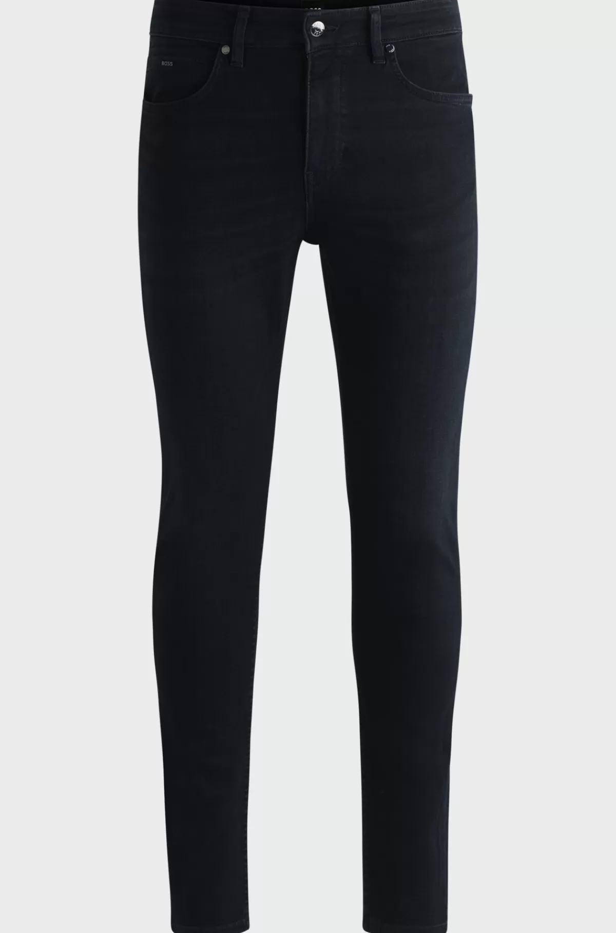 HUGO BOSS Slim Fit Jeans I Blå Denim Med Behageligt Stræk Sort Outlet