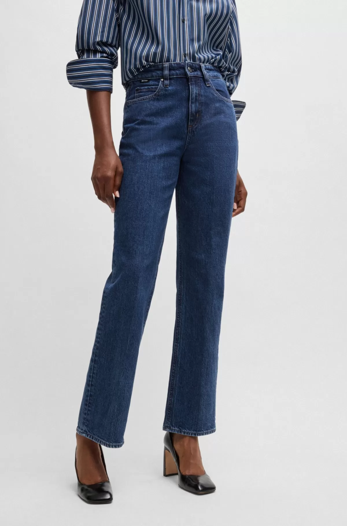 HUGO BOSS Slim Fit Jeans I Dyb Denim Med Behageligt Stræk Blå Cheap
