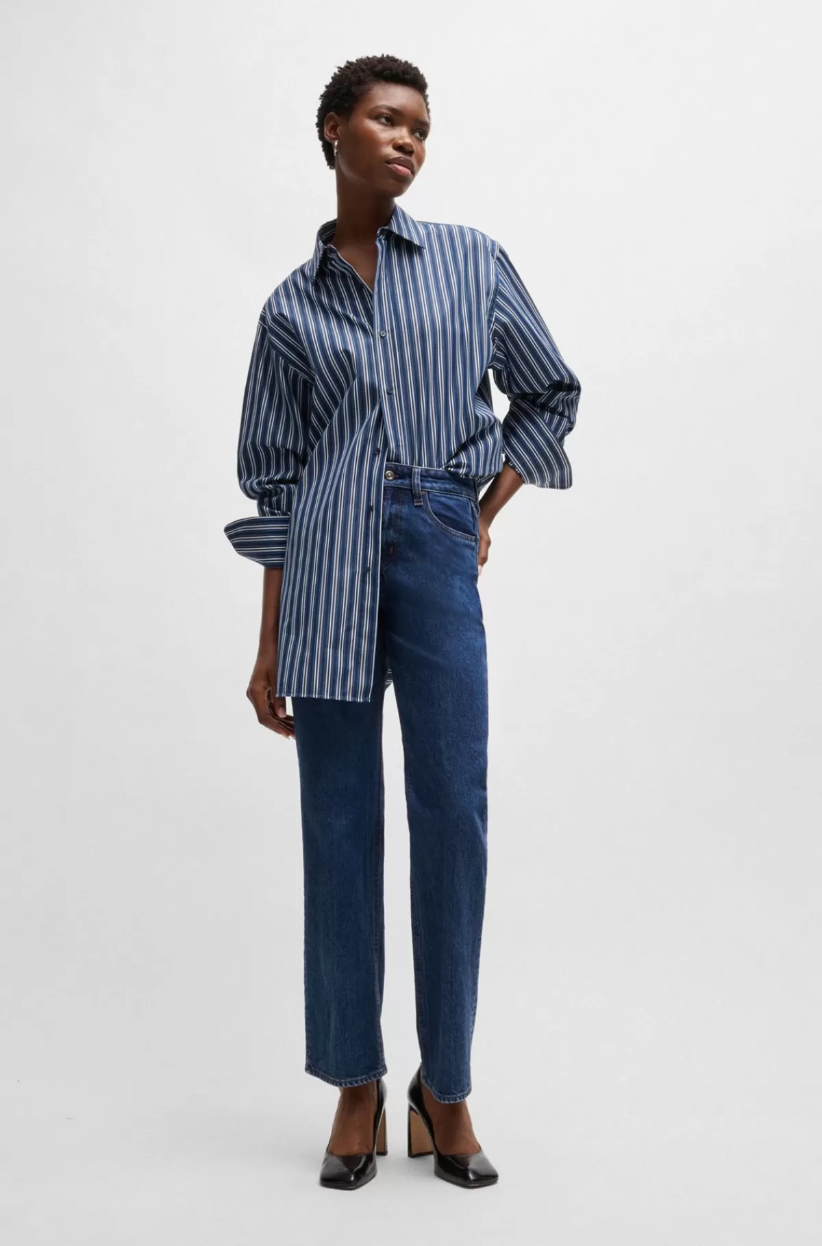 HUGO BOSS Slim Fit Jeans I Dyb Denim Med Behageligt Stræk Blå Cheap