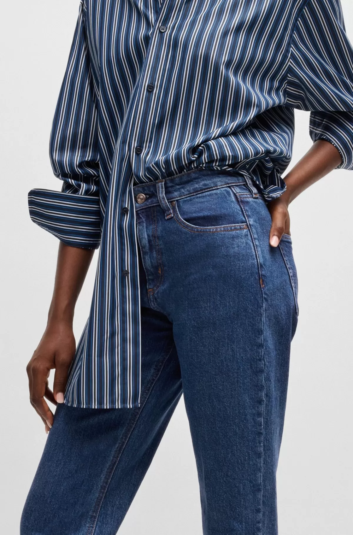 HUGO BOSS Slim Fit Jeans I Dyb Denim Med Behageligt Stræk Blå Cheap