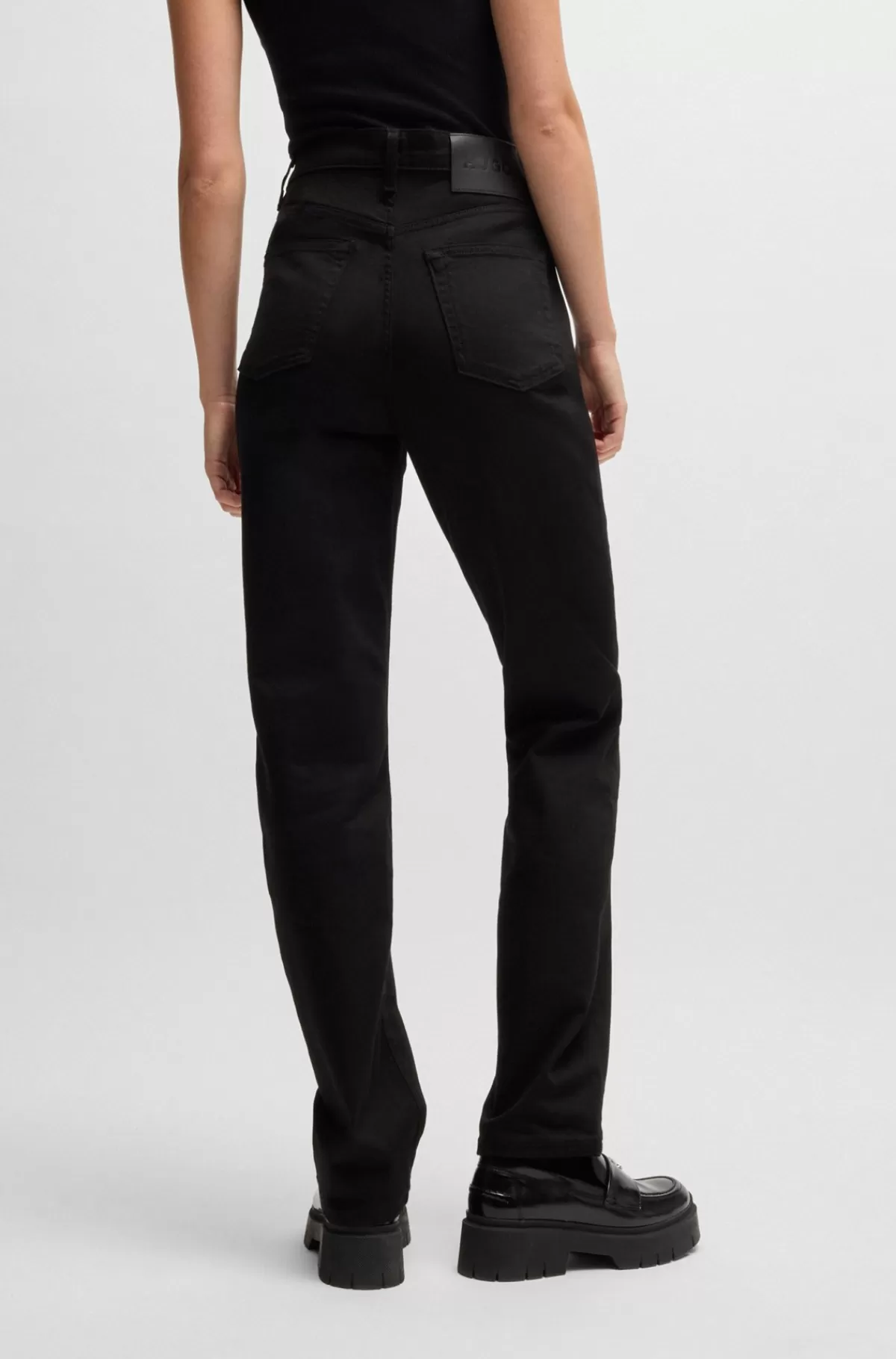 HUGO BOSS Slim Fit Jeans I Farveægte, Denim Med Stræk Sort Shop