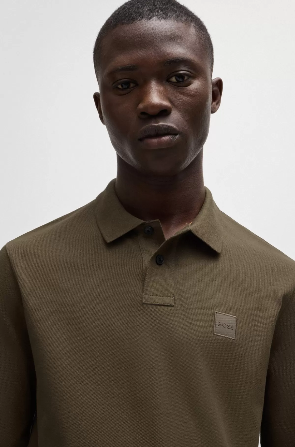 HUGO BOSS Slim Fit Poloshirt I Bomuld Med Stræk Og Logomærke Brun Fashion