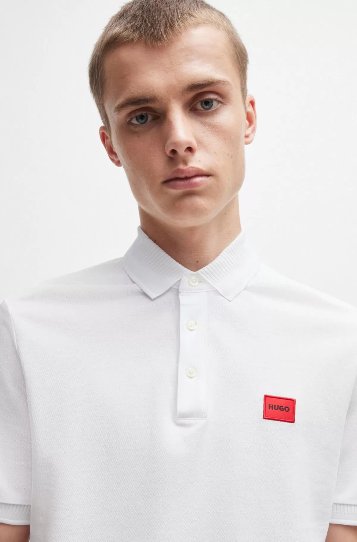 HUGO BOSS Slim Fit Poloshirt I Bomuldspiqué Med Logomærke Hvid Shop