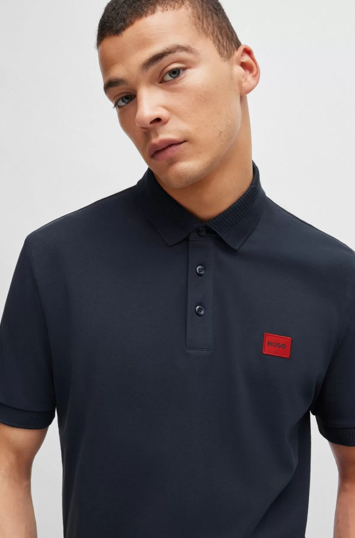 HUGO BOSS Slim Fit Poloshirt I Bomuldspiqué Med Logomærke Mørkeblå Shop