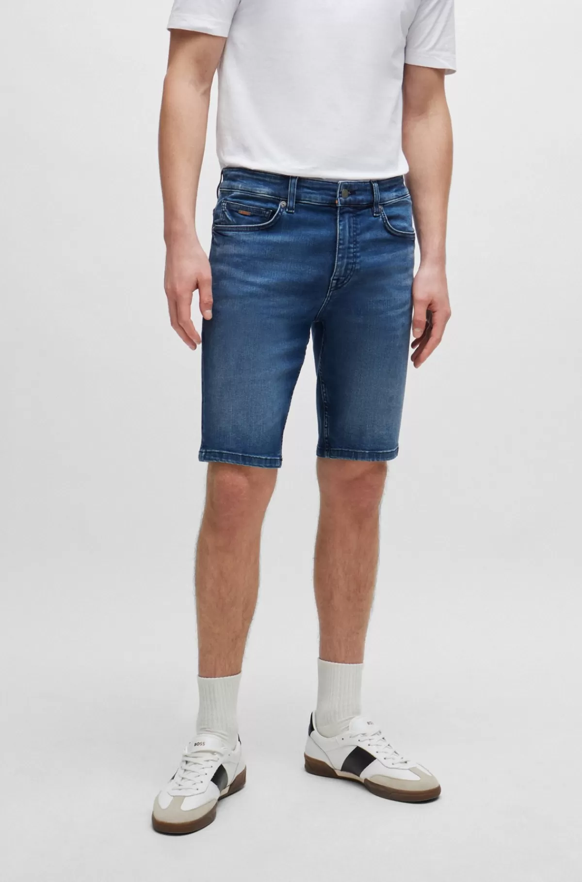 HUGO BOSS Slim Fit Shorts I Blå, Smidig Denim Mørkeblå Cheap