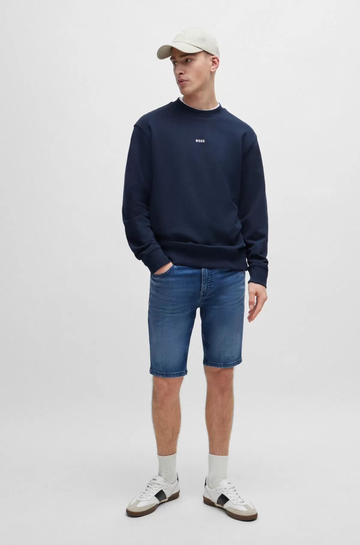 HUGO BOSS Slim Fit Shorts I Blå, Smidig Denim Mørkeblå Cheap