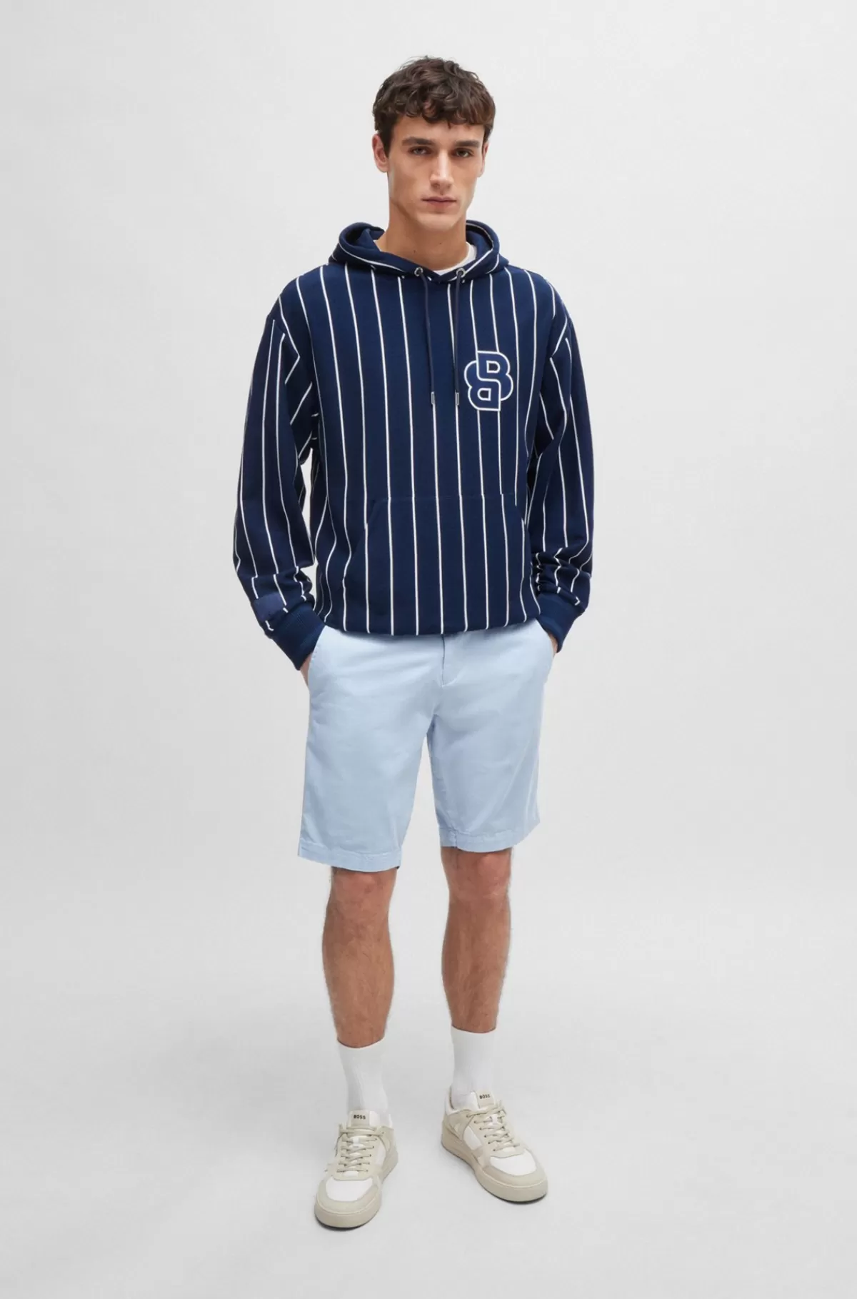 HUGO BOSS Slim Fit Shorts I Bomuldstwill Med Stræk Lyseblå Hot